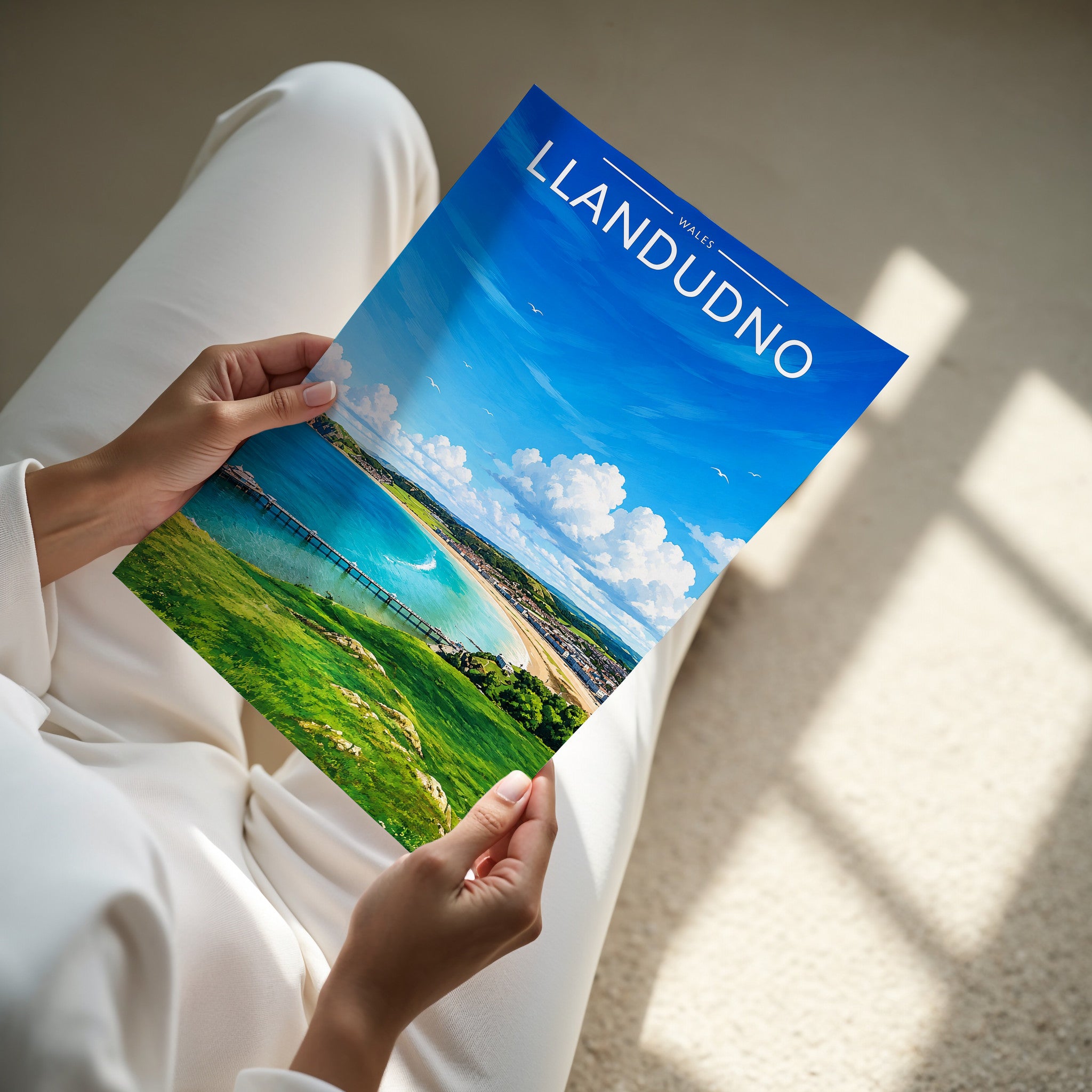 Llandudno Travel Poster - A4 print in hand