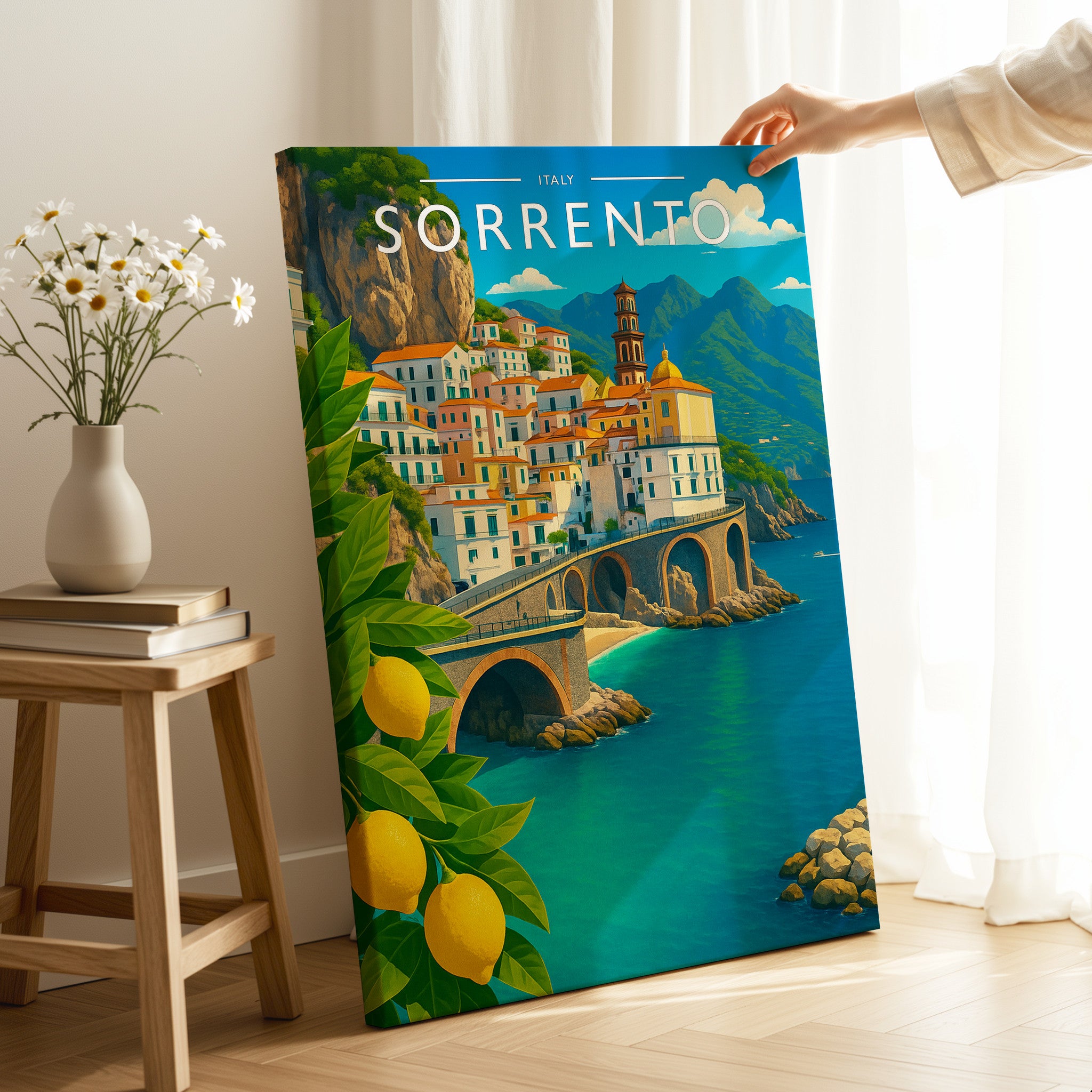 Sorrento Travel Poster as a gallery-wrapped canvas