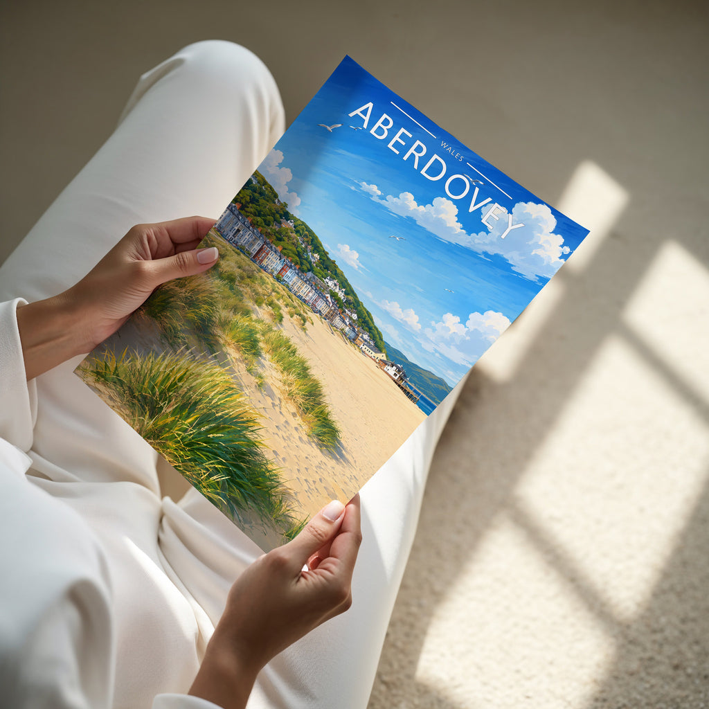 Aberdovey Travel Poster - A4 print in hand