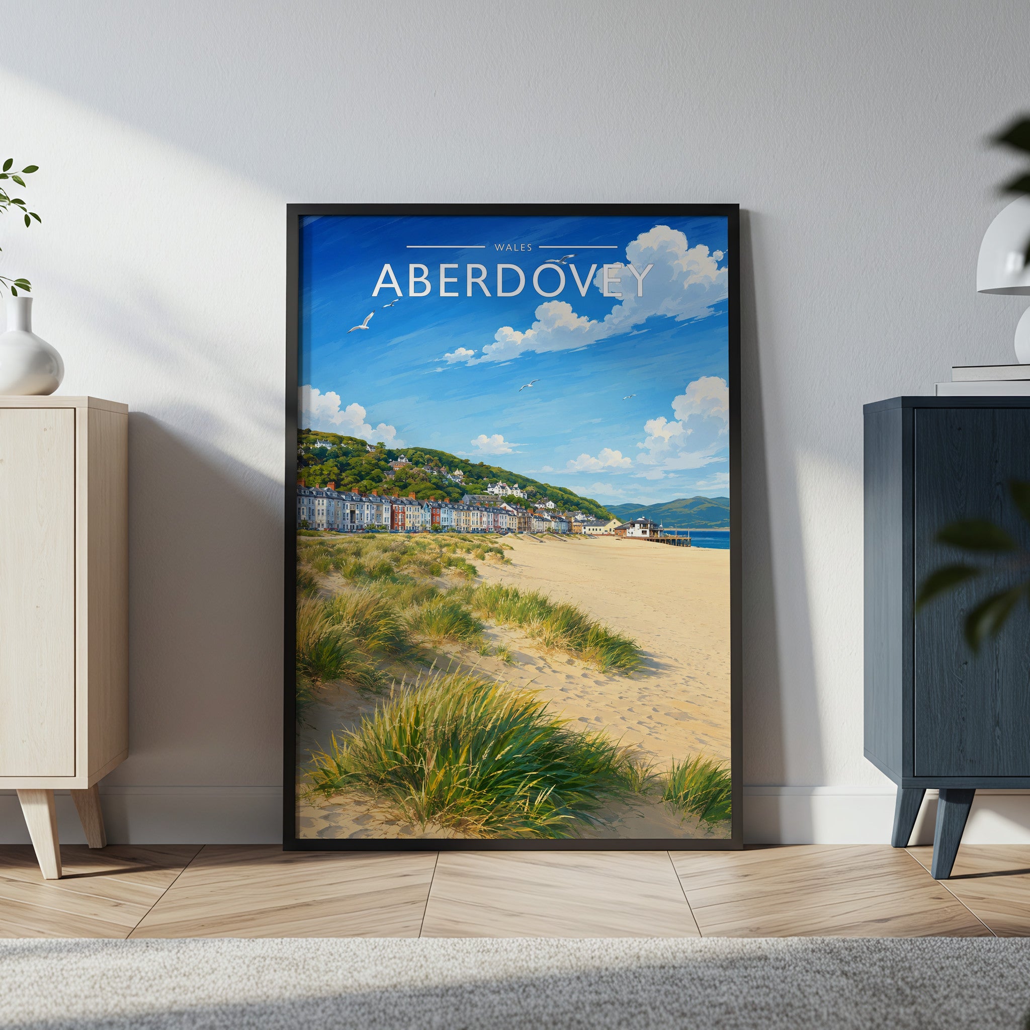 Aberdovey Travel Poster in a black frame