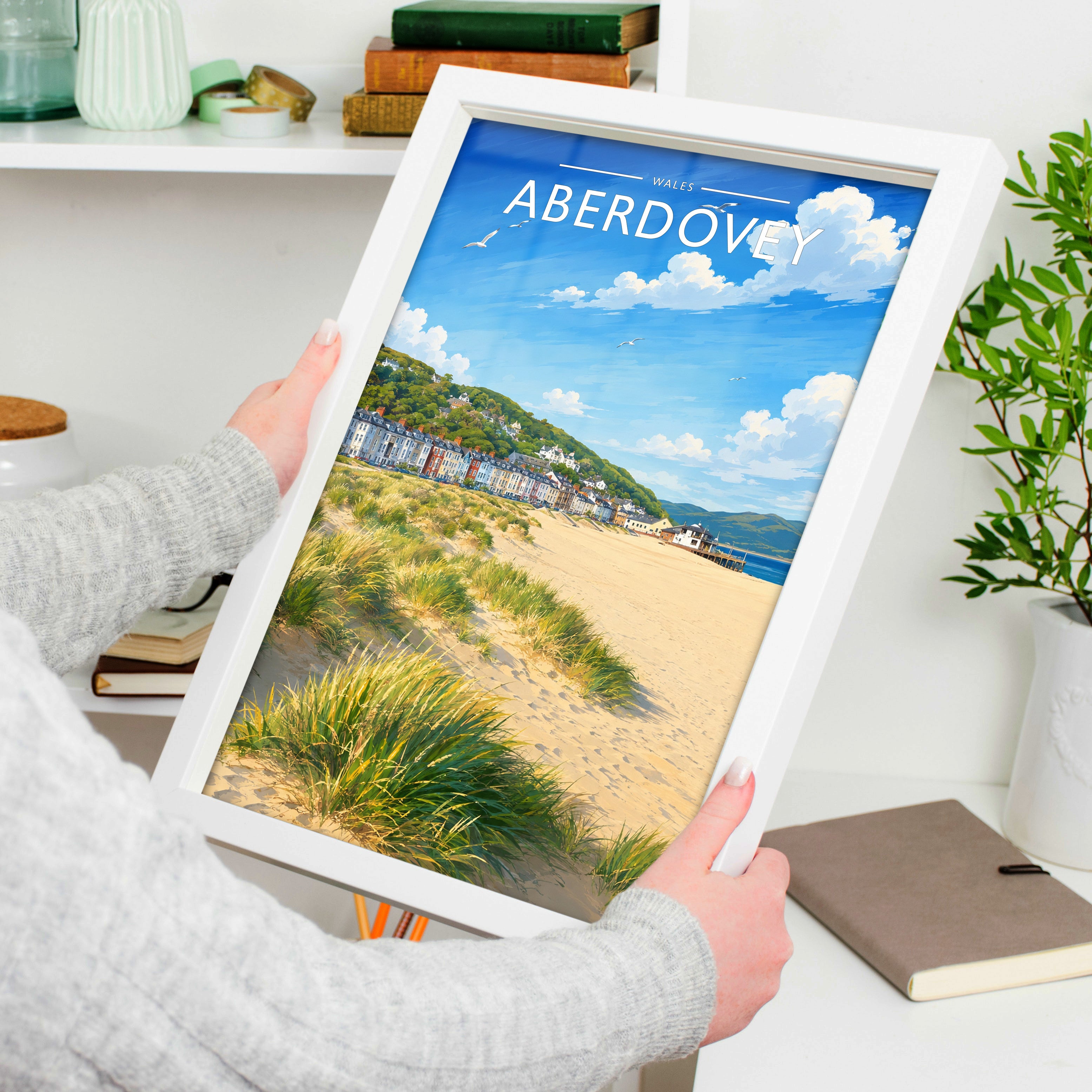 Aberdovey Travel Poster held in a white frame