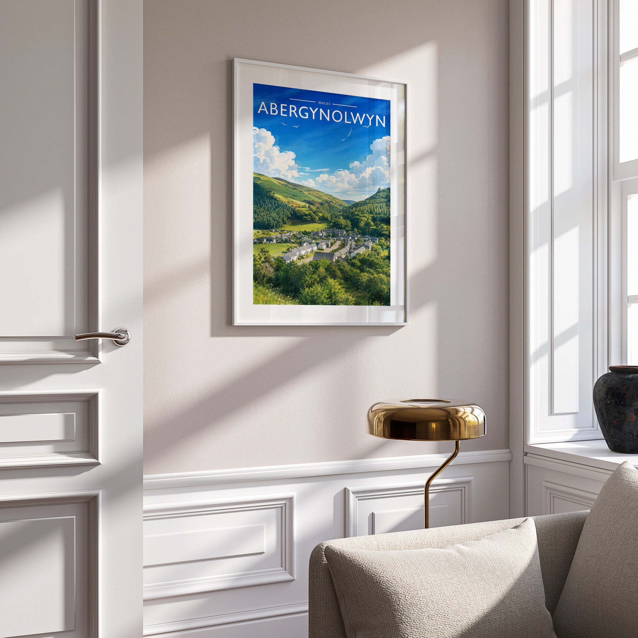 Abergynolwyn #2 Travel Poster mounted in a white frame