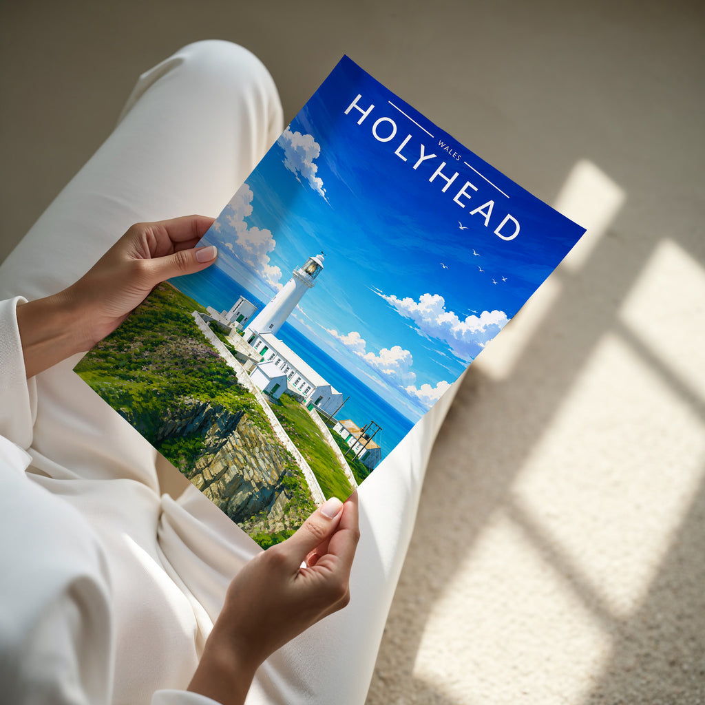 Holyhead Travel Poster - A4 print in hand