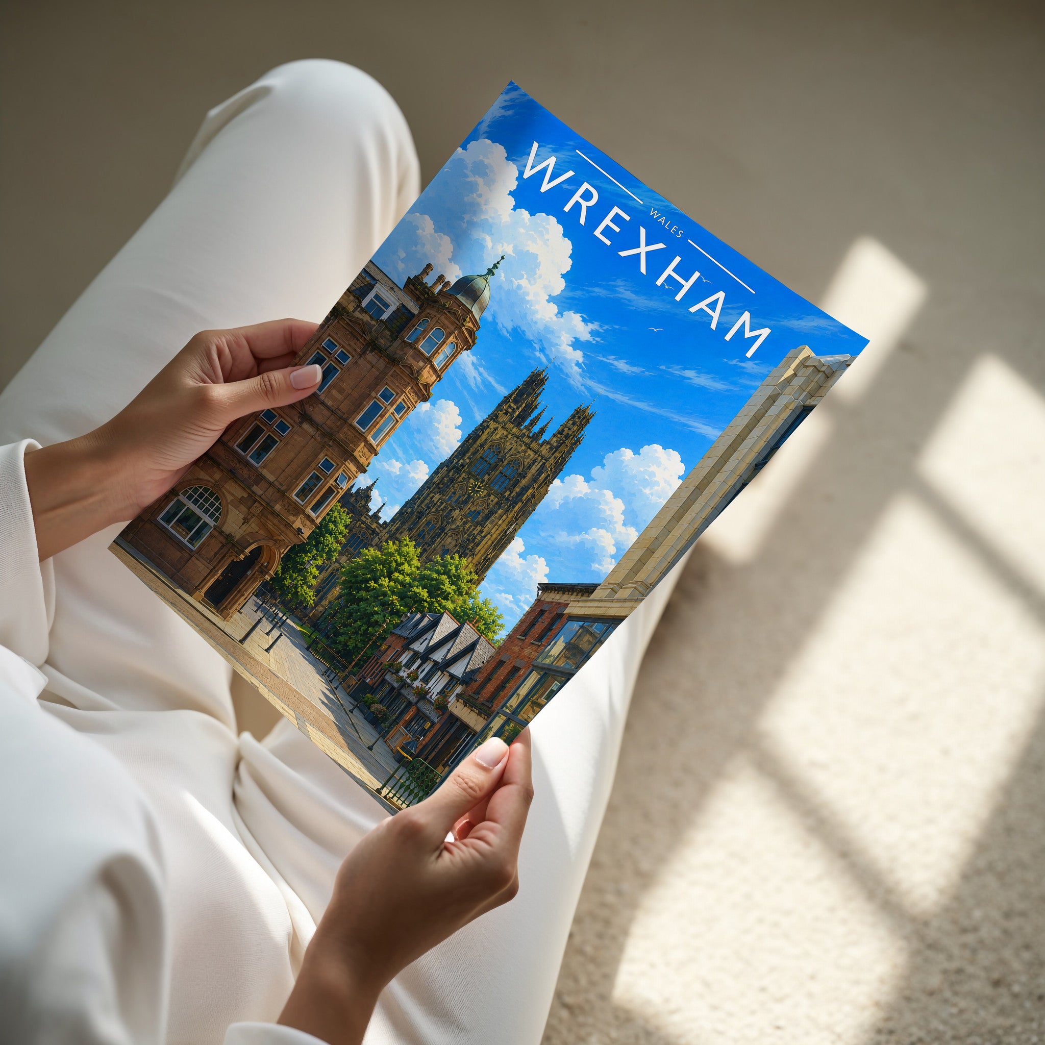 Wrexham Travel Poster - A4 print in hand