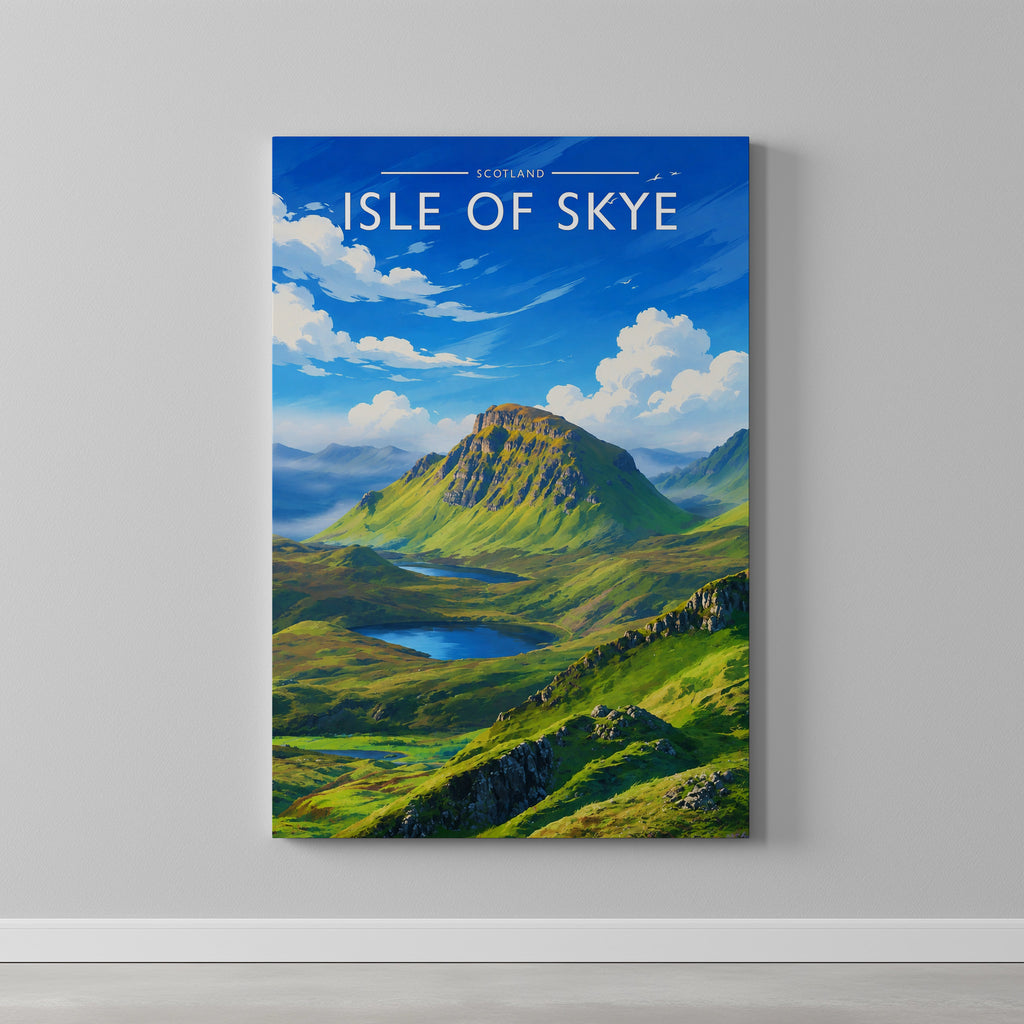 Isle of Skye #2 Travel Poster as a gallery-wrapped canvas on a plain wall