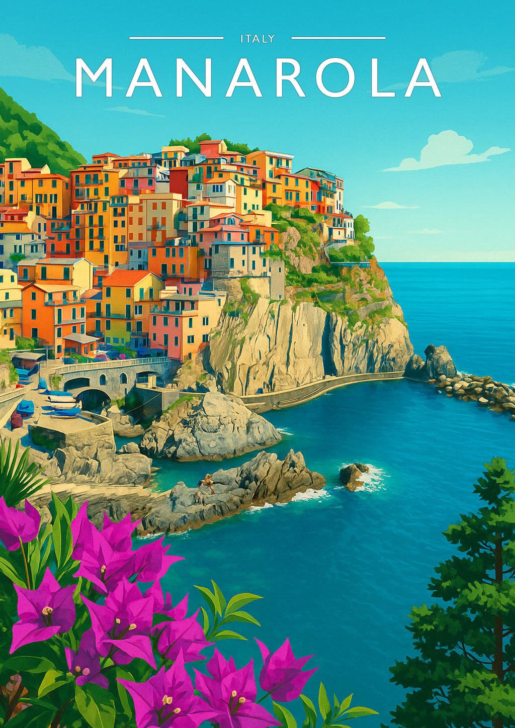 Manarola Travel Poster - A4 travel poster print