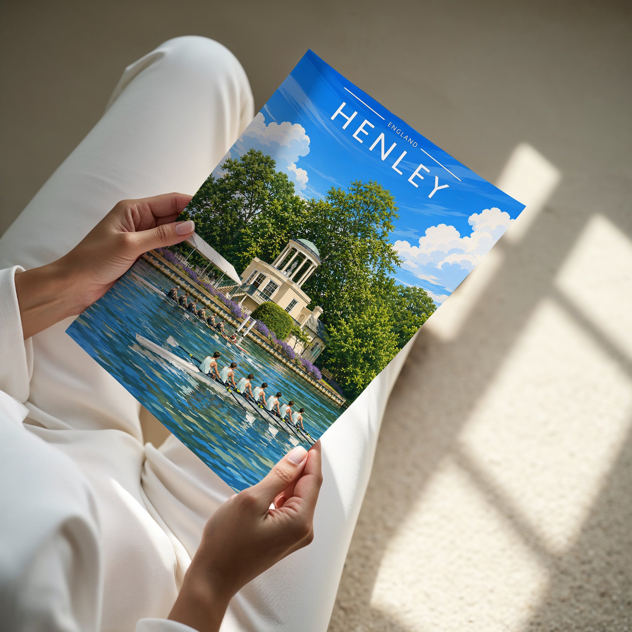 Henley Travel Poster - A4 print in hand