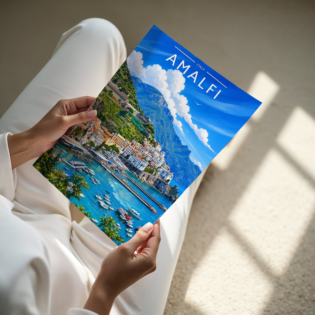 Amalfi #2 Travel Poster - A4 print in hand