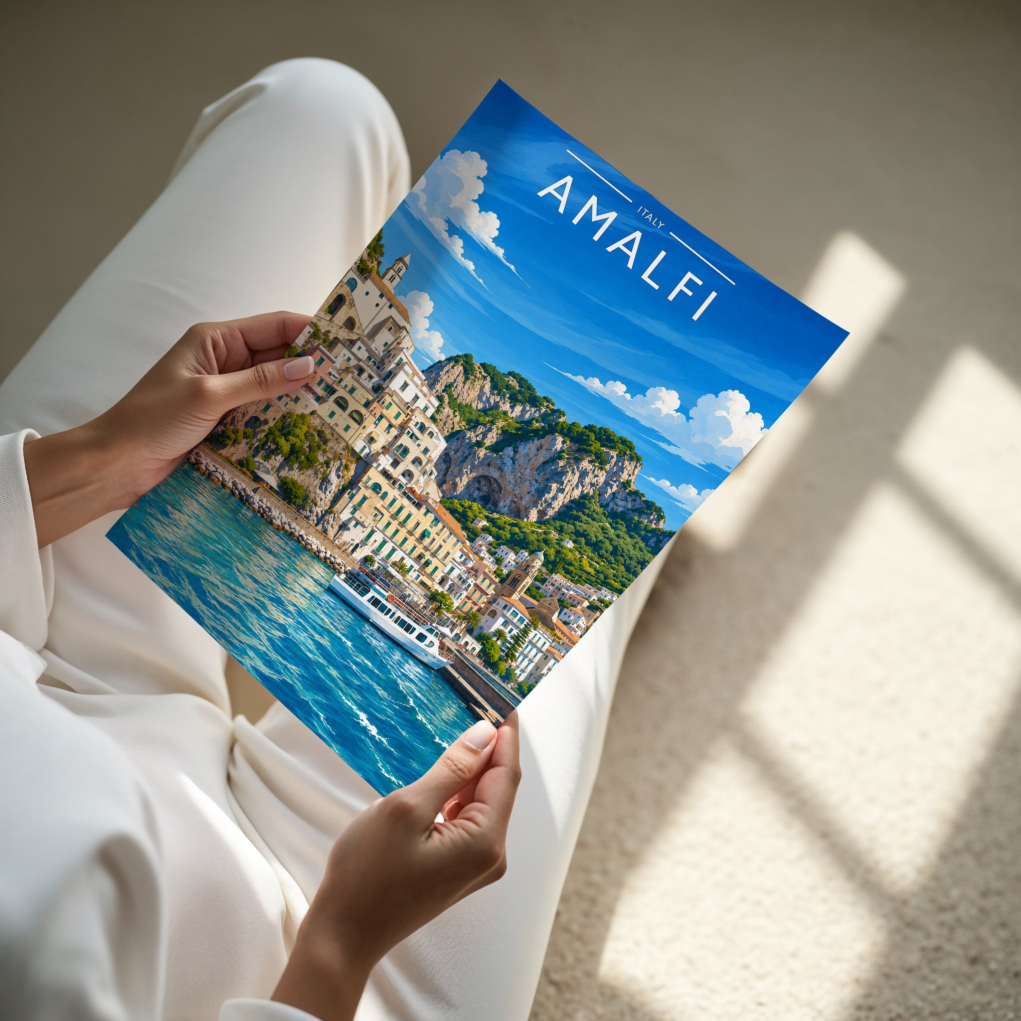 Amalfi #3 Travel Poster - A4 print in hand