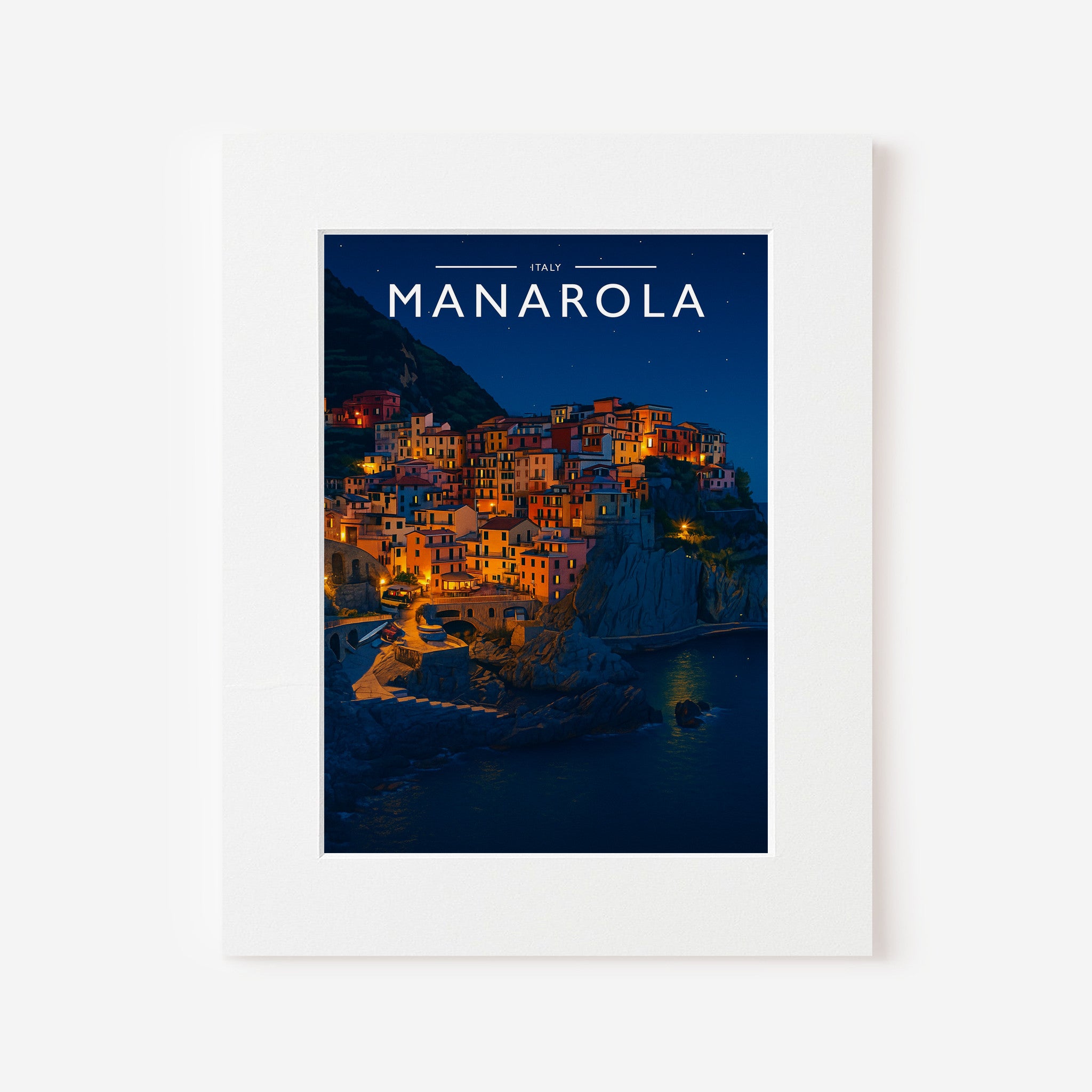 Manarola #2 Travel Poster in a white mount