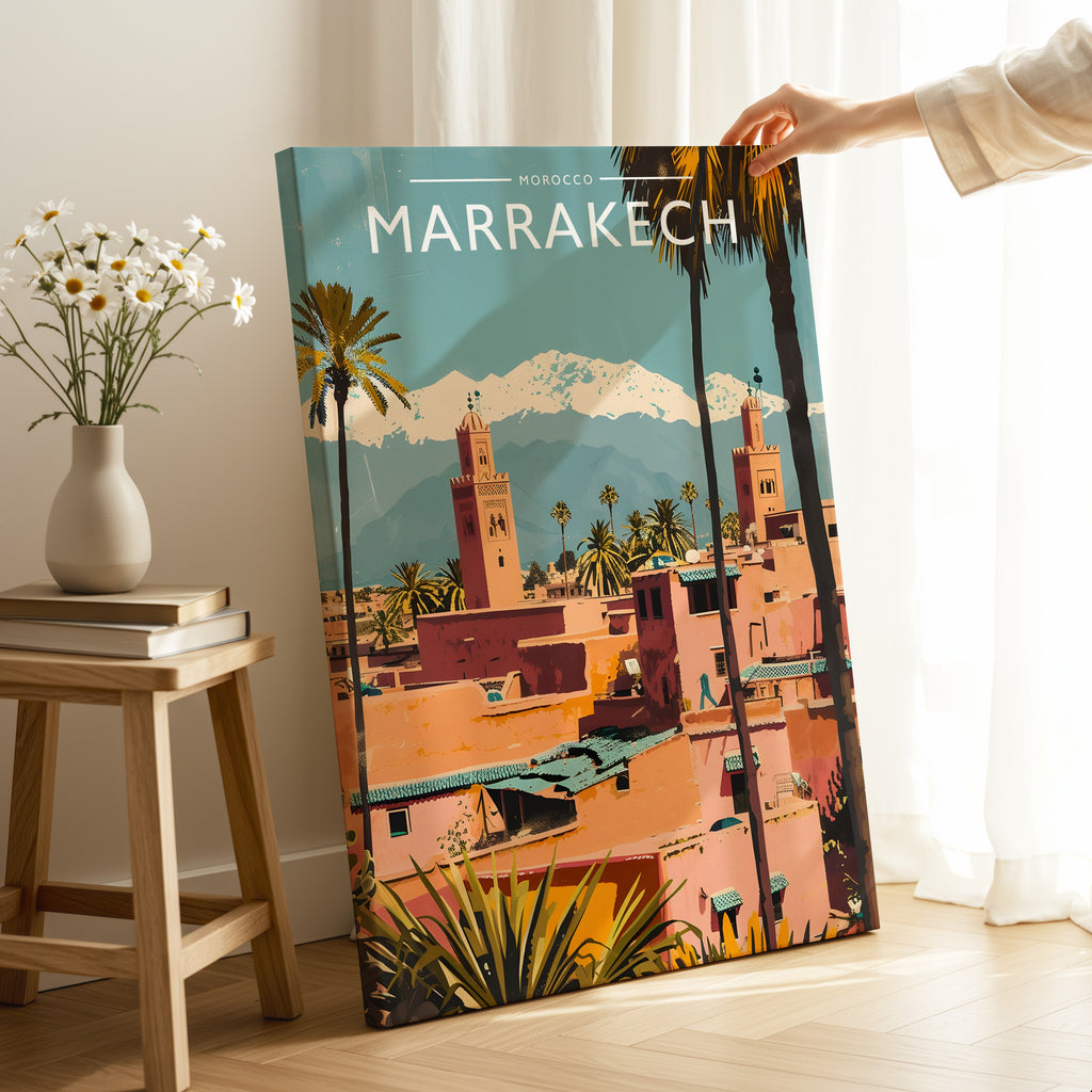 Marrakech Travel Poster as a gallery-wrapped canvas