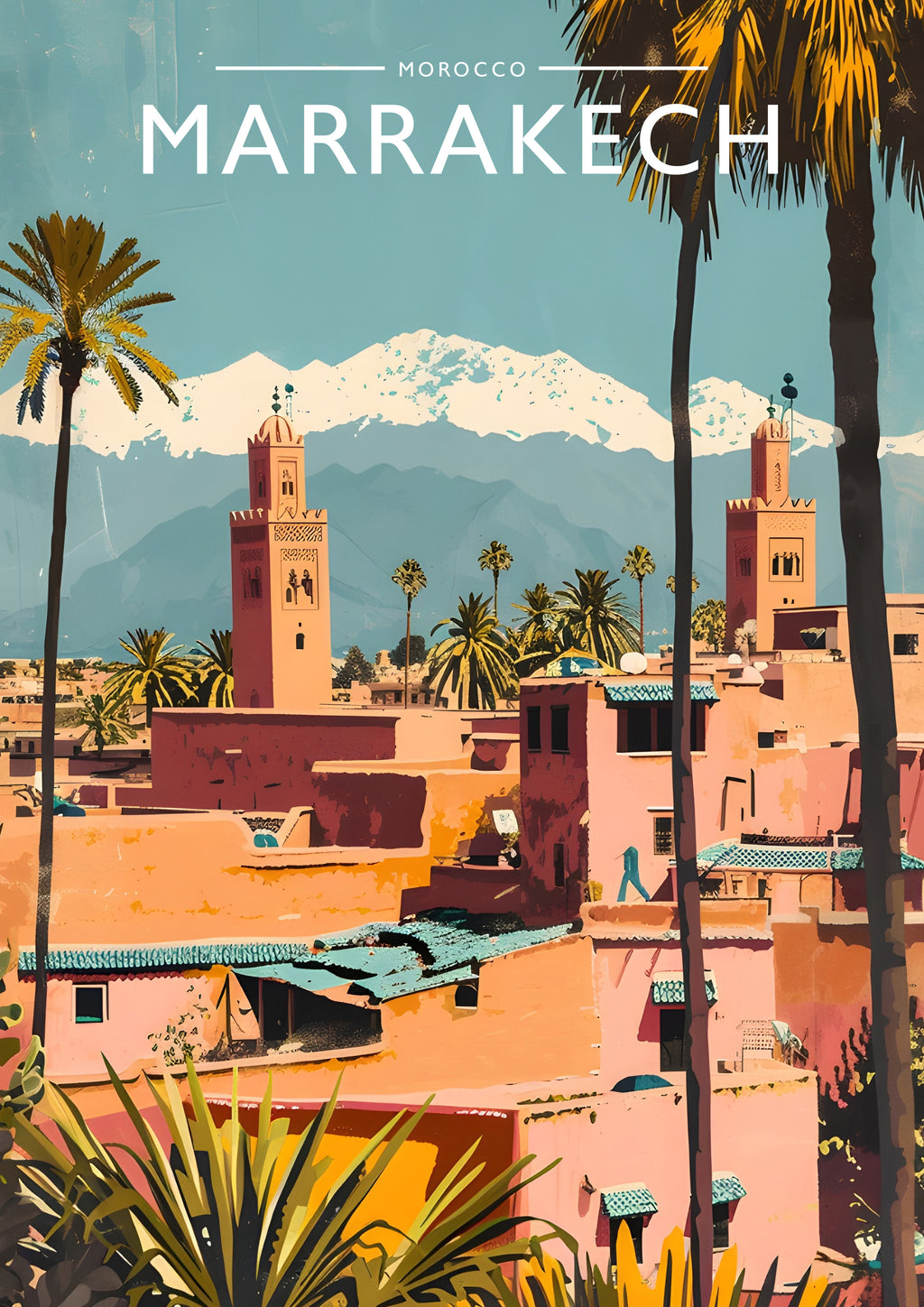 Marrakech Travel Poster - A4 travel poster print