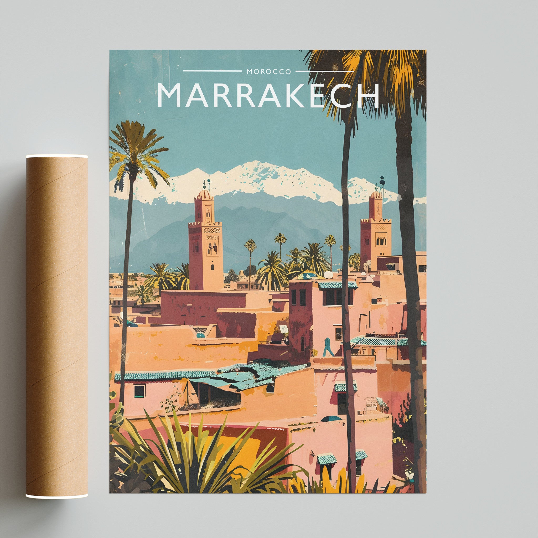 Marrakech Travel Poster - fine art print with shipping tube