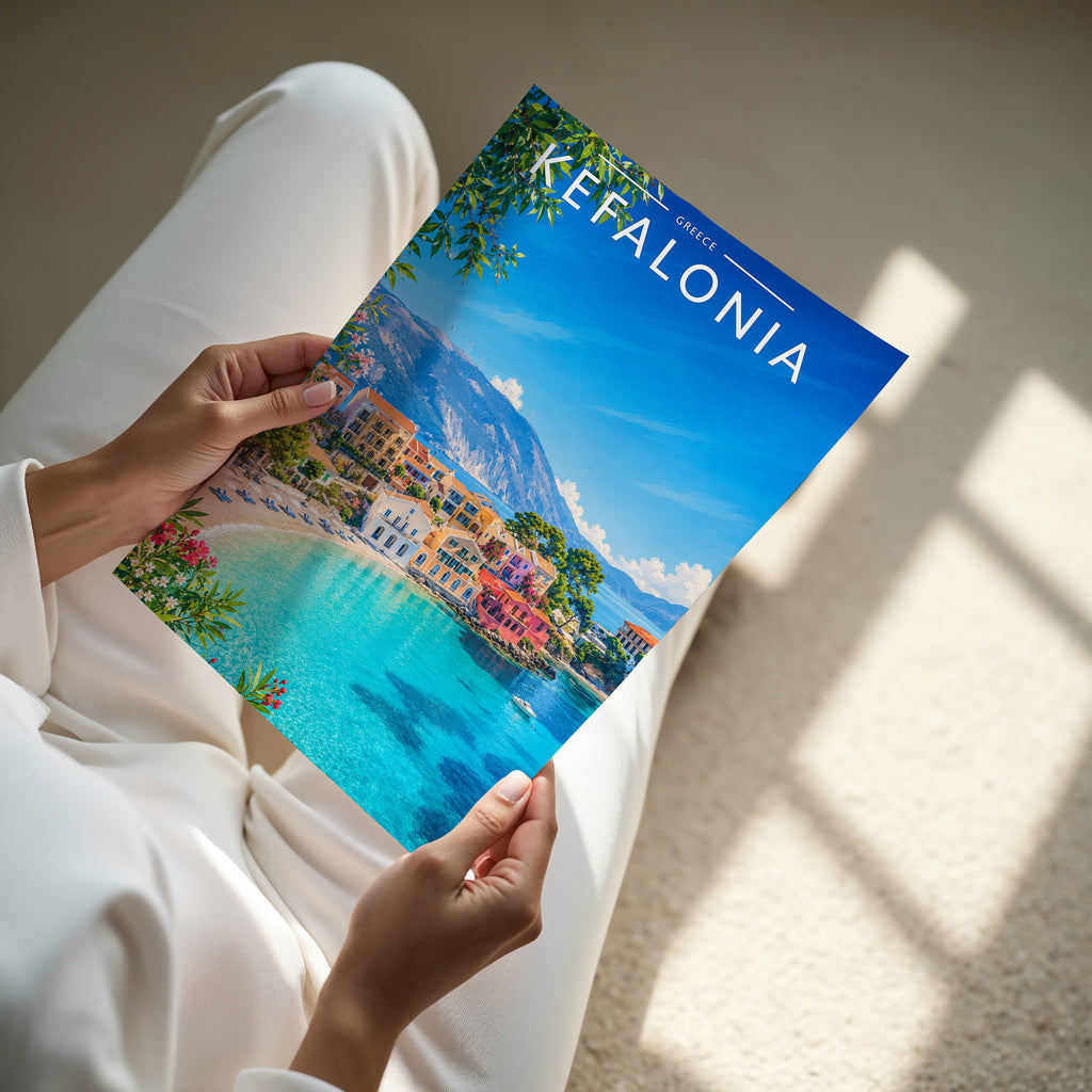 Kefalonia #2 Travel Poster - A4 print in hand