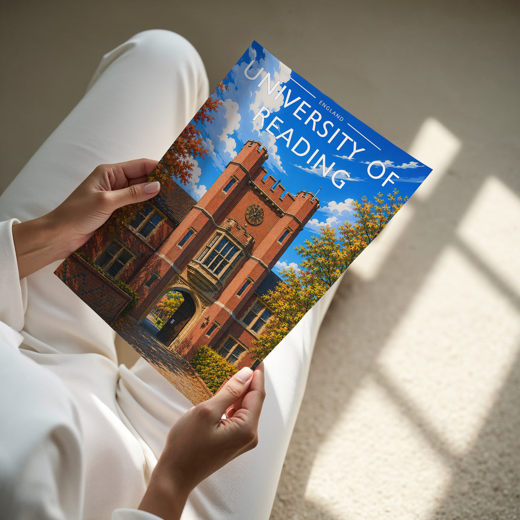 University of Reading Travel Poster - A4 print in hand