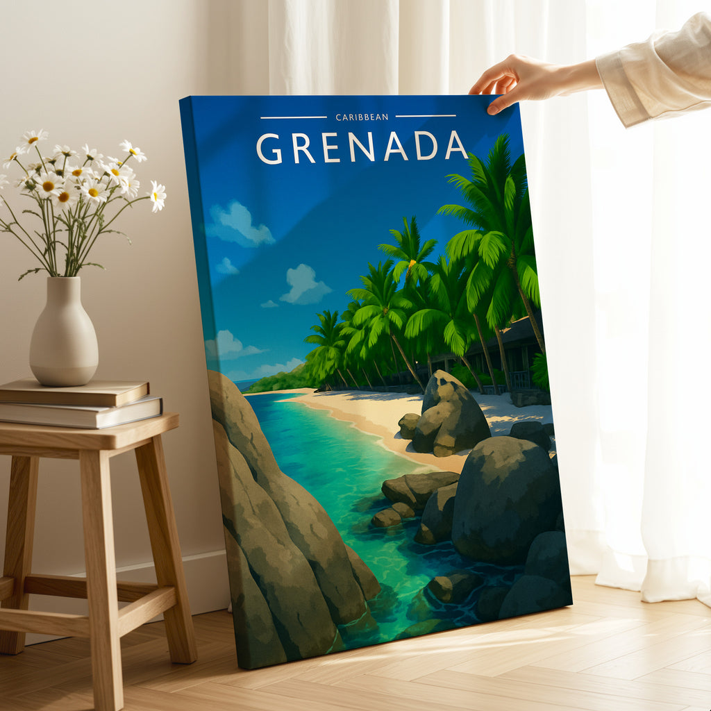 Grenada Travel Poster as a gallery-wrapped canvas