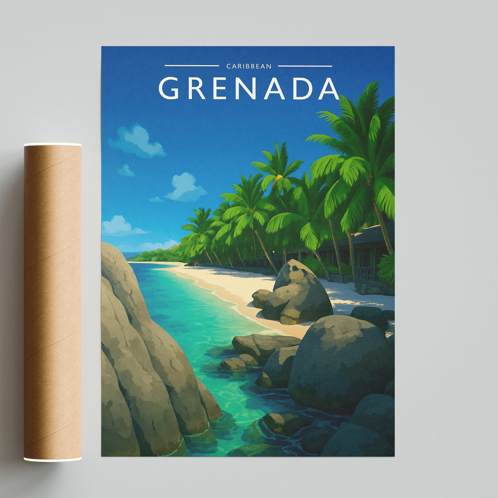 Grenada Travel Poster - fine art print with shipping tube