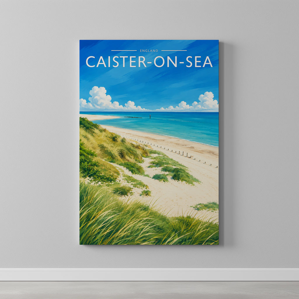 Caister-on-Sea #2 Travel Poster as a gallery-wrapped canvas on a plain wall