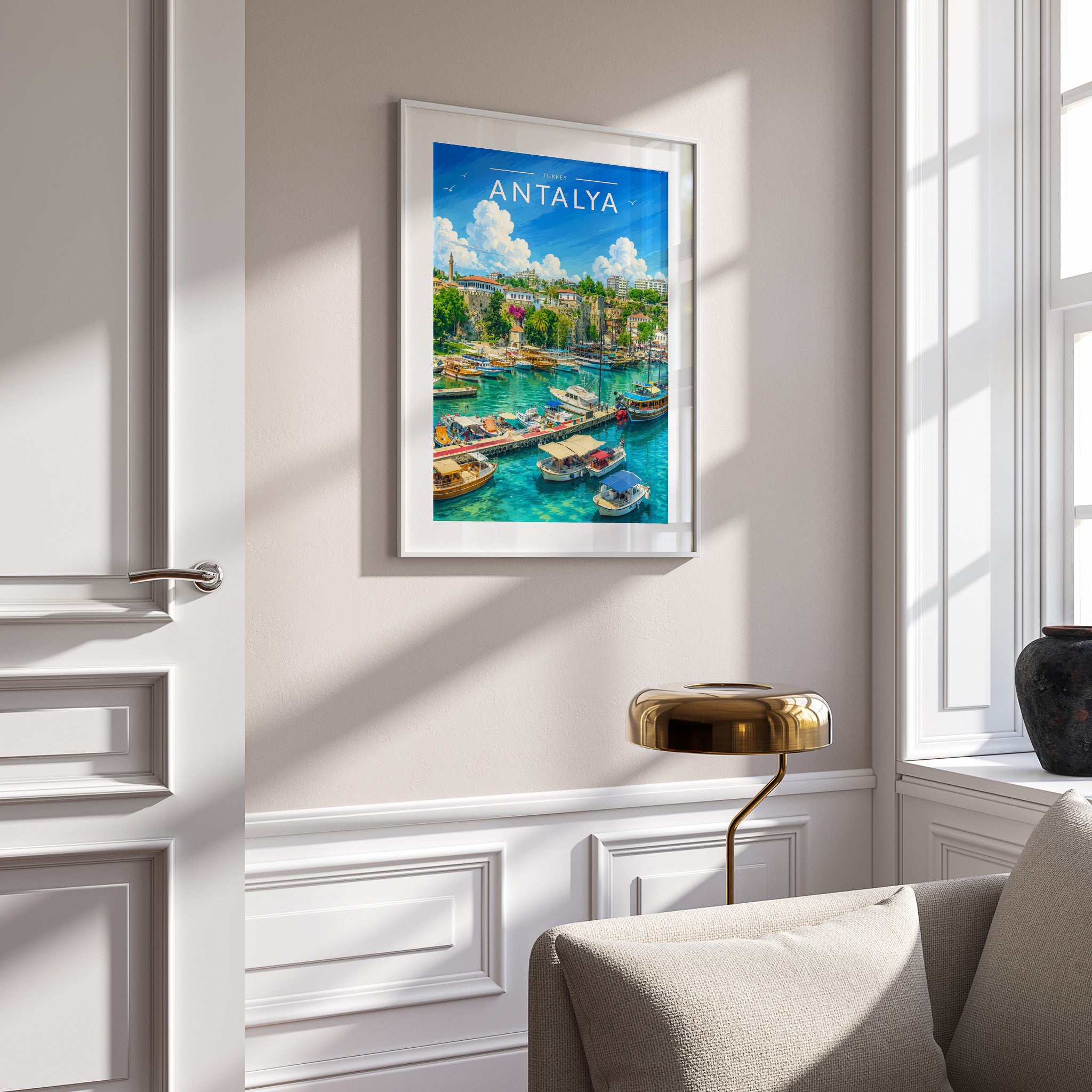 Antalya #2 Travel Poster mounted in a white frame