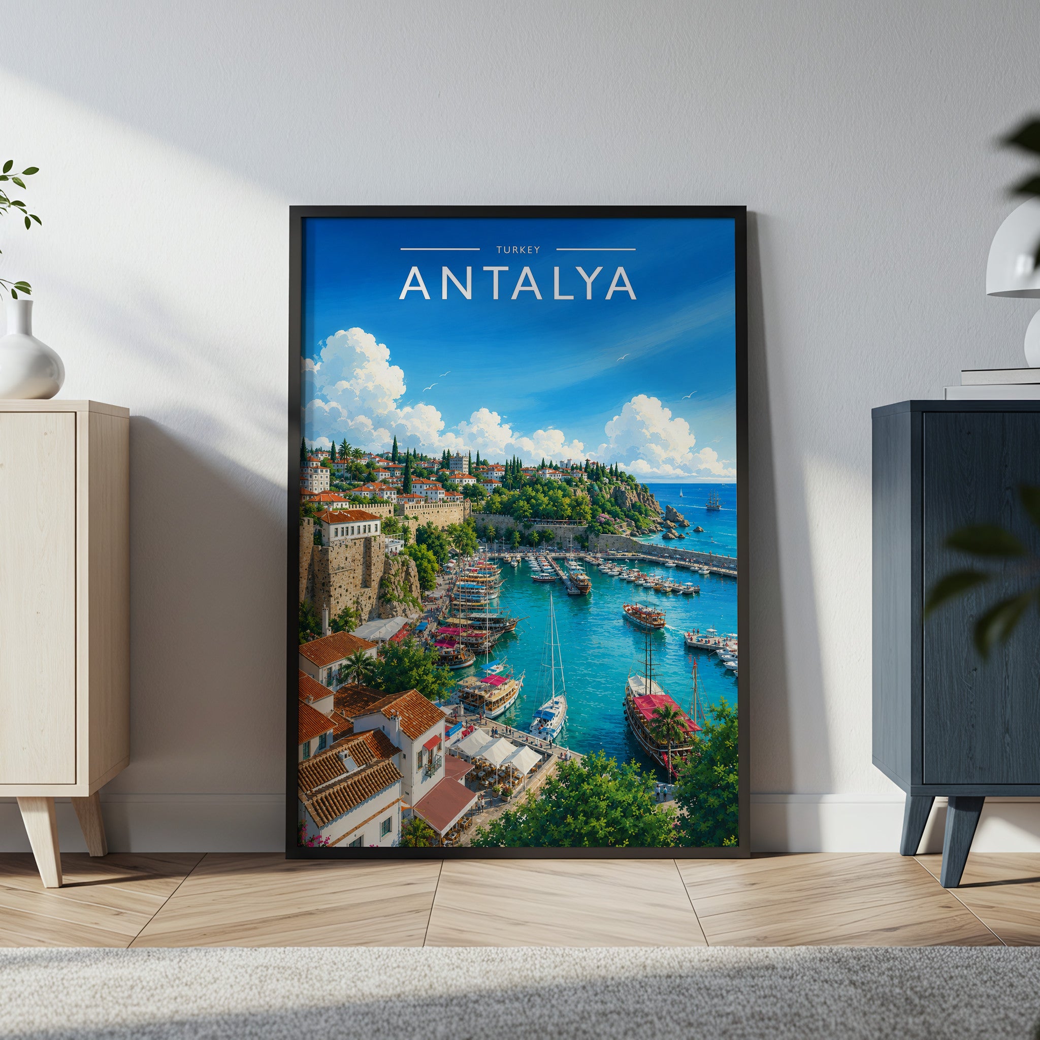 Antalya #3 Travel Poster in a black frame