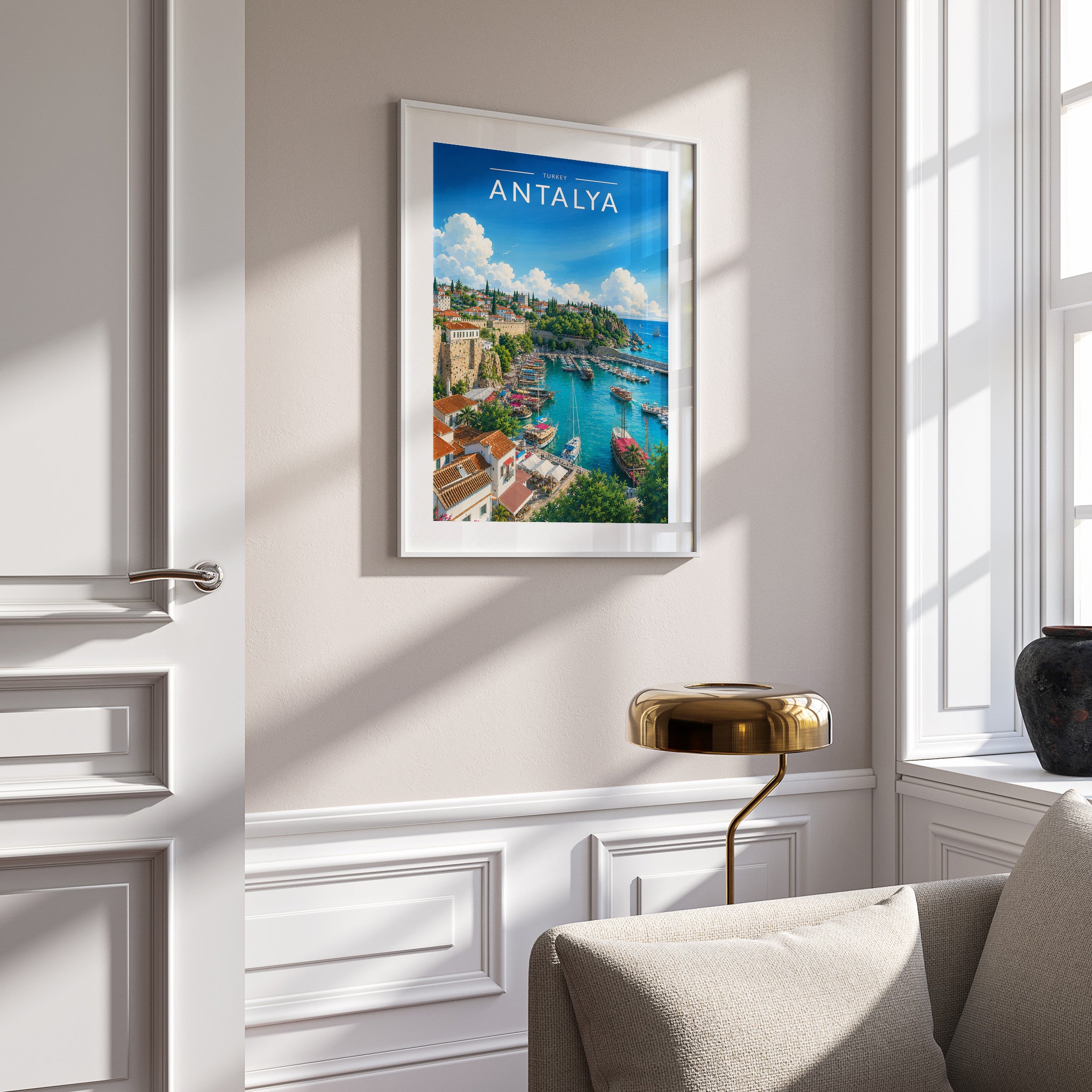 Antalya #3 Travel Poster mounted in a white frame