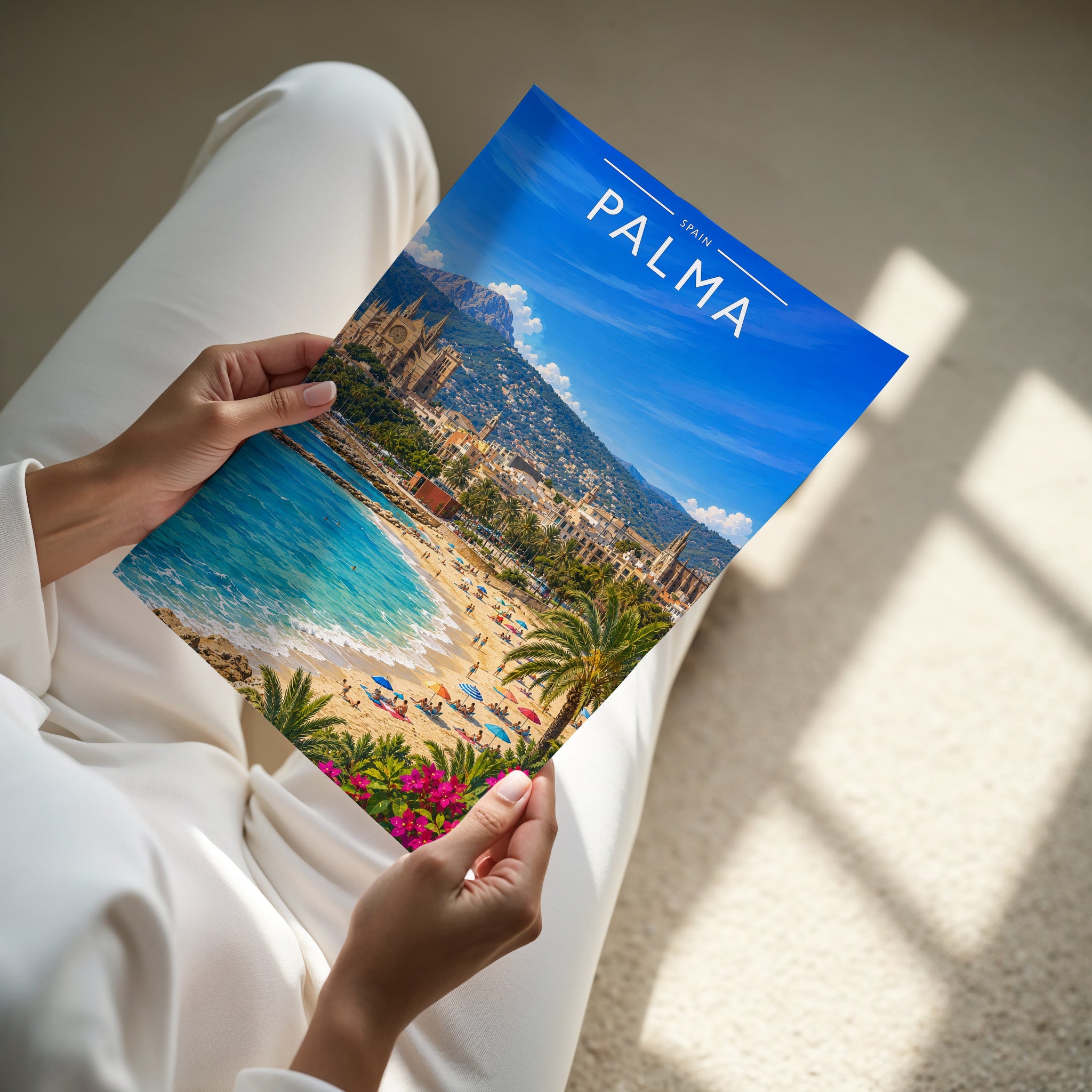 Palma Travel Poster - A4 print in hand