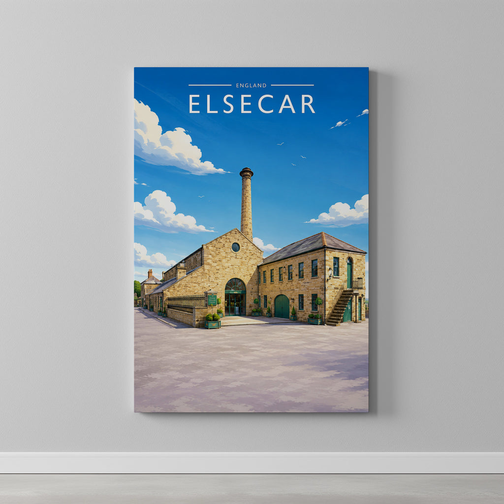 Elsecar #2 Travel Poster as a gallery-wrapped canvas on a plain wall