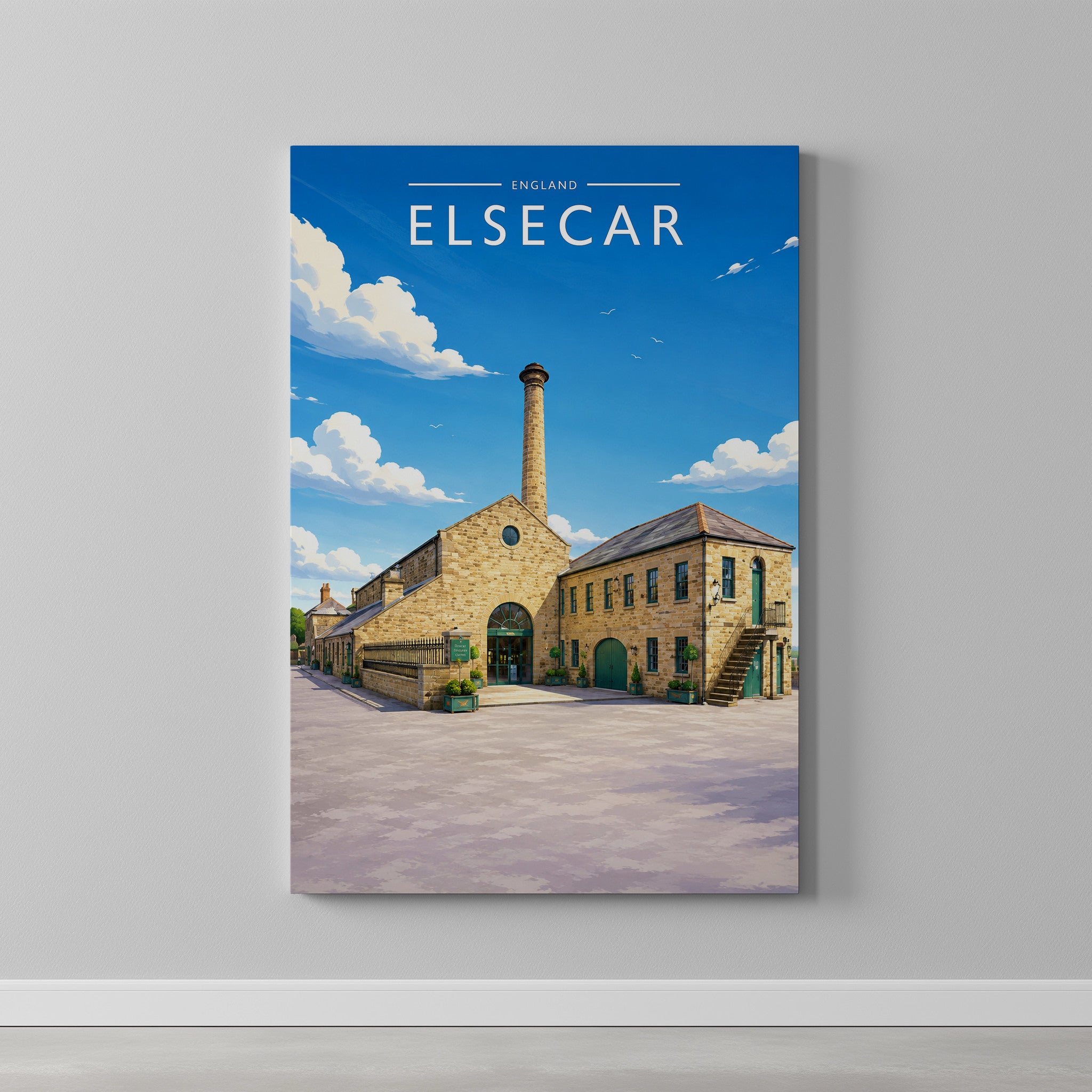 Elsecar #2 Travel Poster as a gallery-wrapped canvas on a plain wall