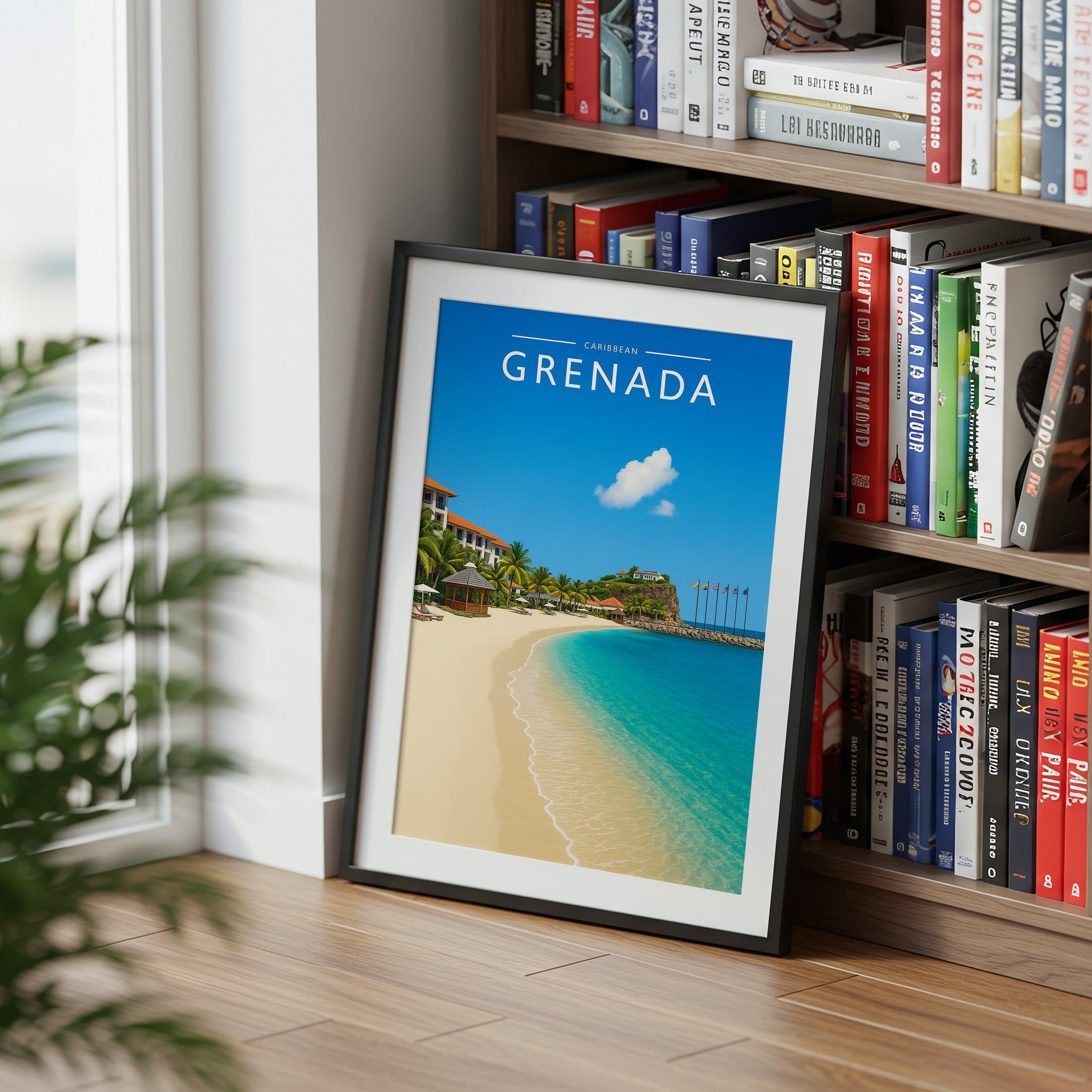 Grenada #2 Travel Poster mounted in a black frame