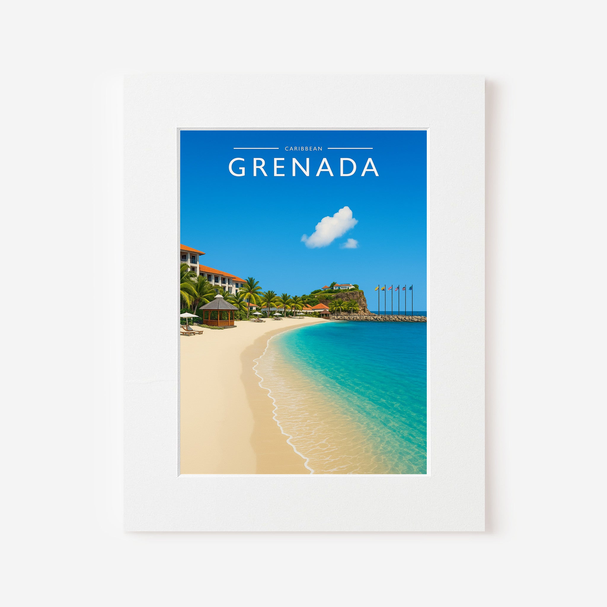Grenada #2 Travel Poster in a white mount