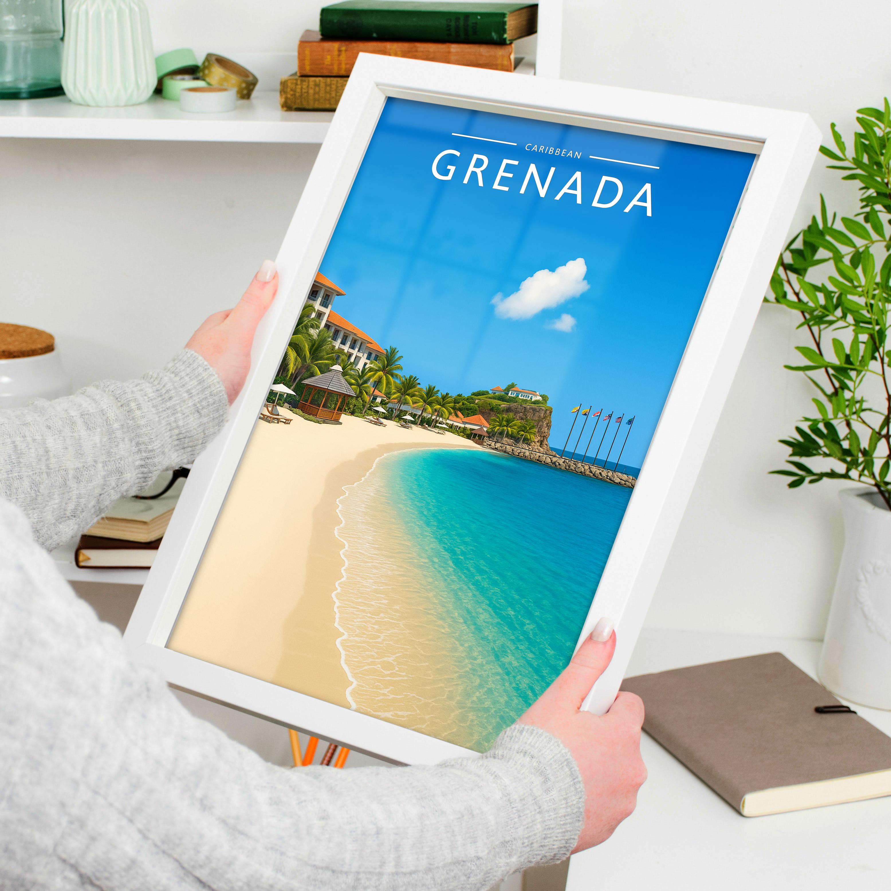 Grenada #2 Travel Poster held in a white frame