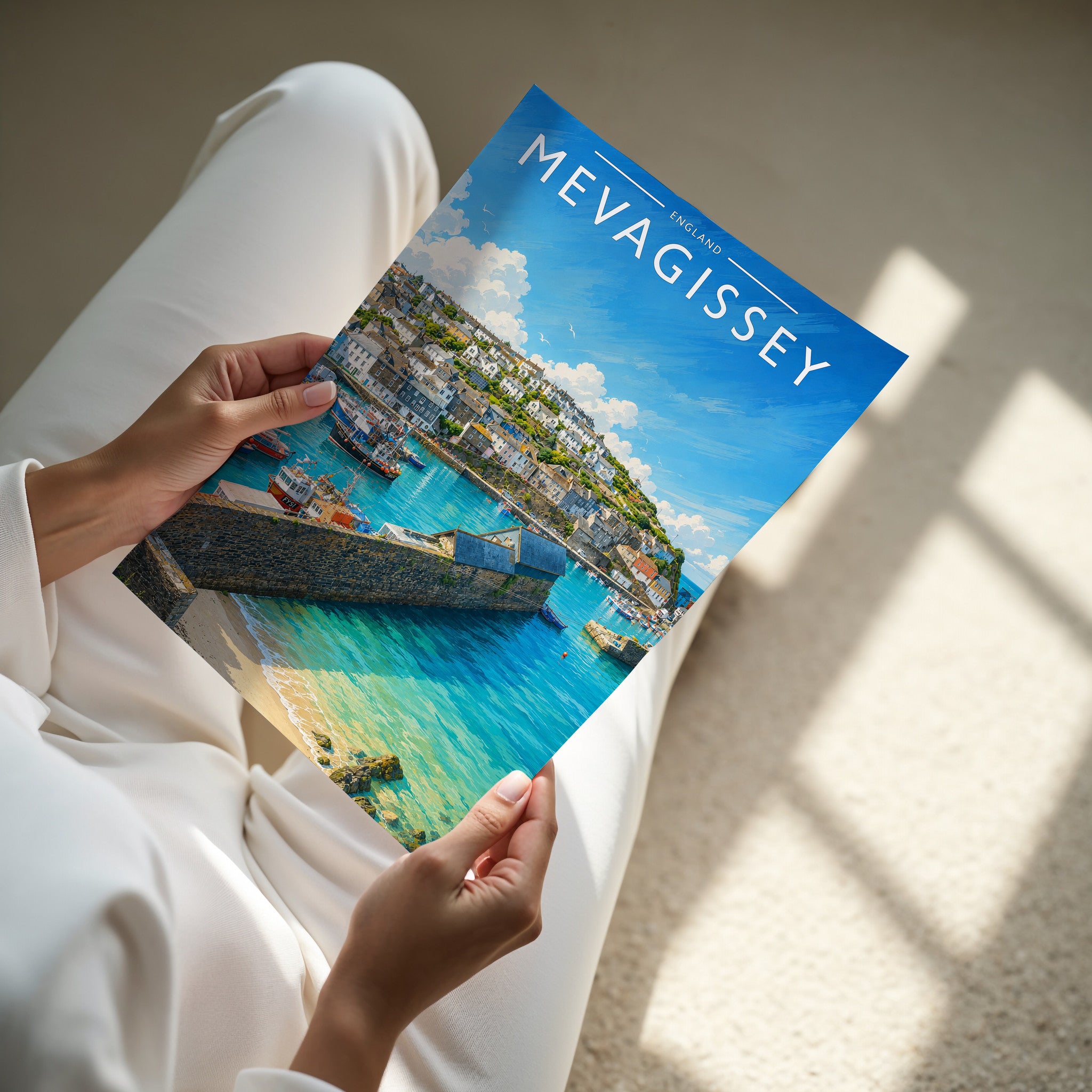 Mevagissey #2 Travel Poster - A4 print in hand
