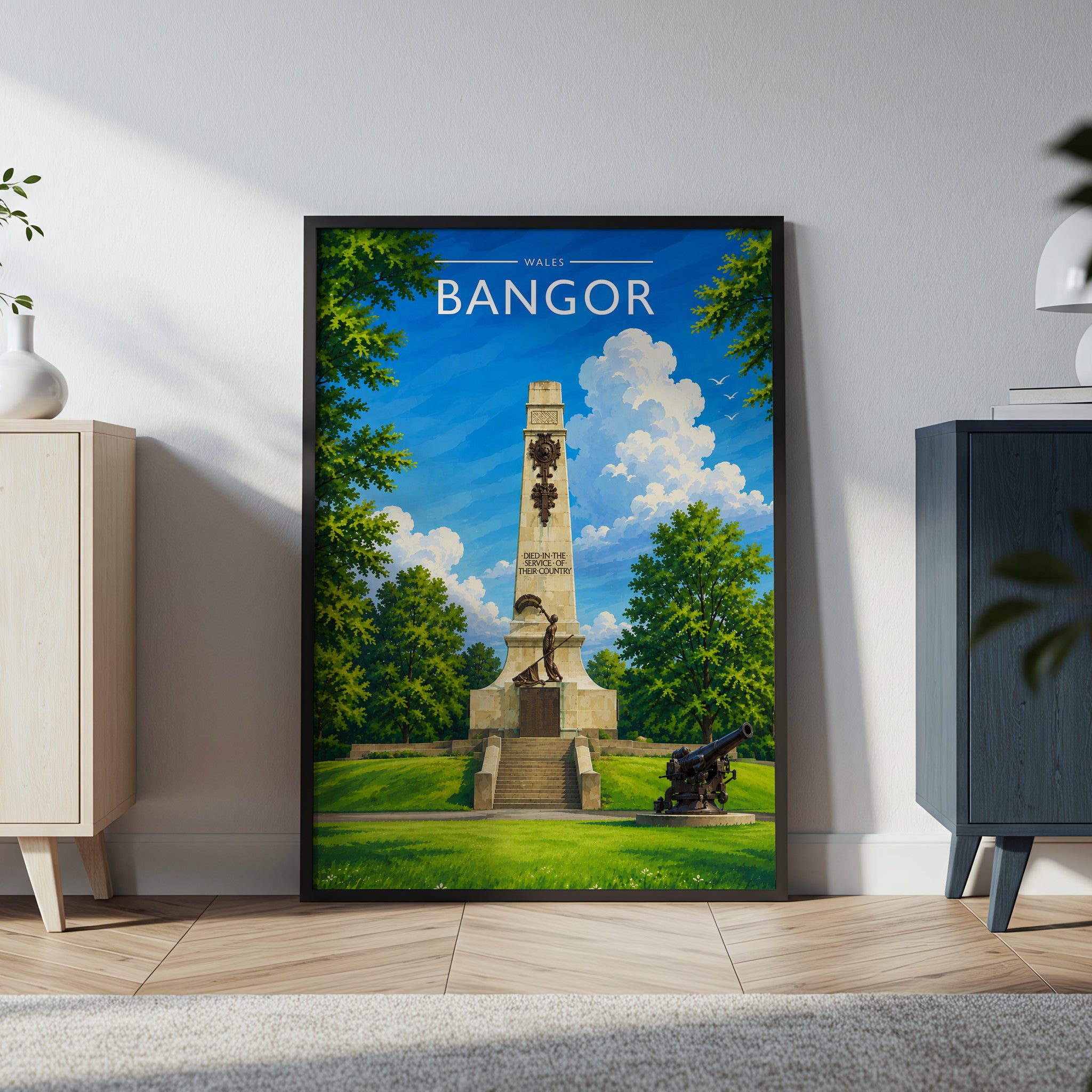 Bangor #2 Travel Poster in a black frame