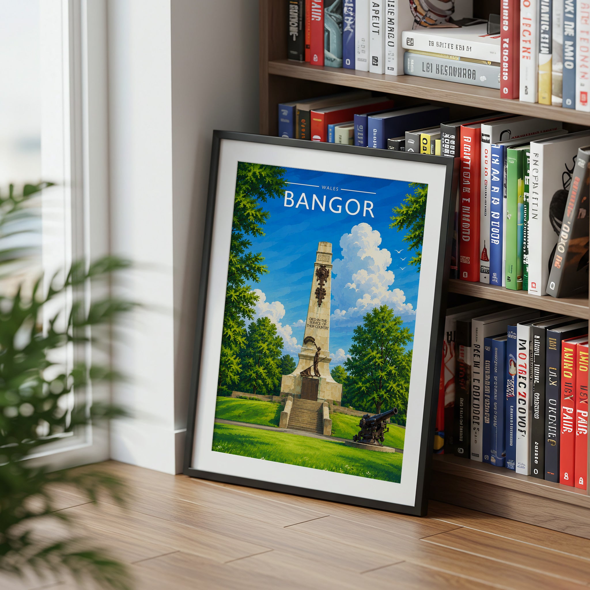 Bangor #2 Travel Poster mounted in a black frame