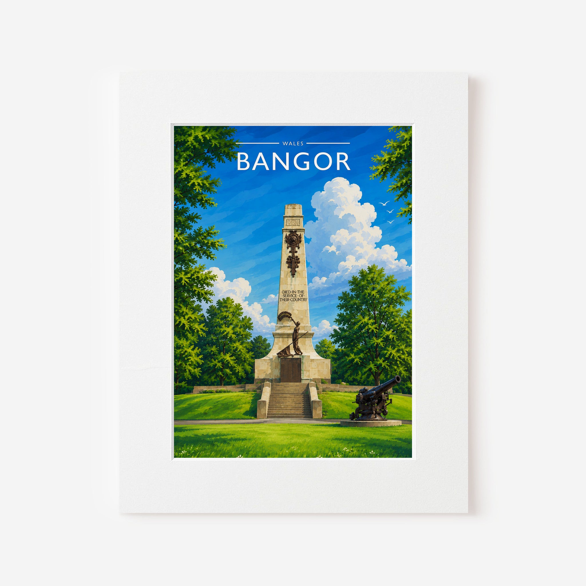 Bangor #2 Travel Poster in a white mount board