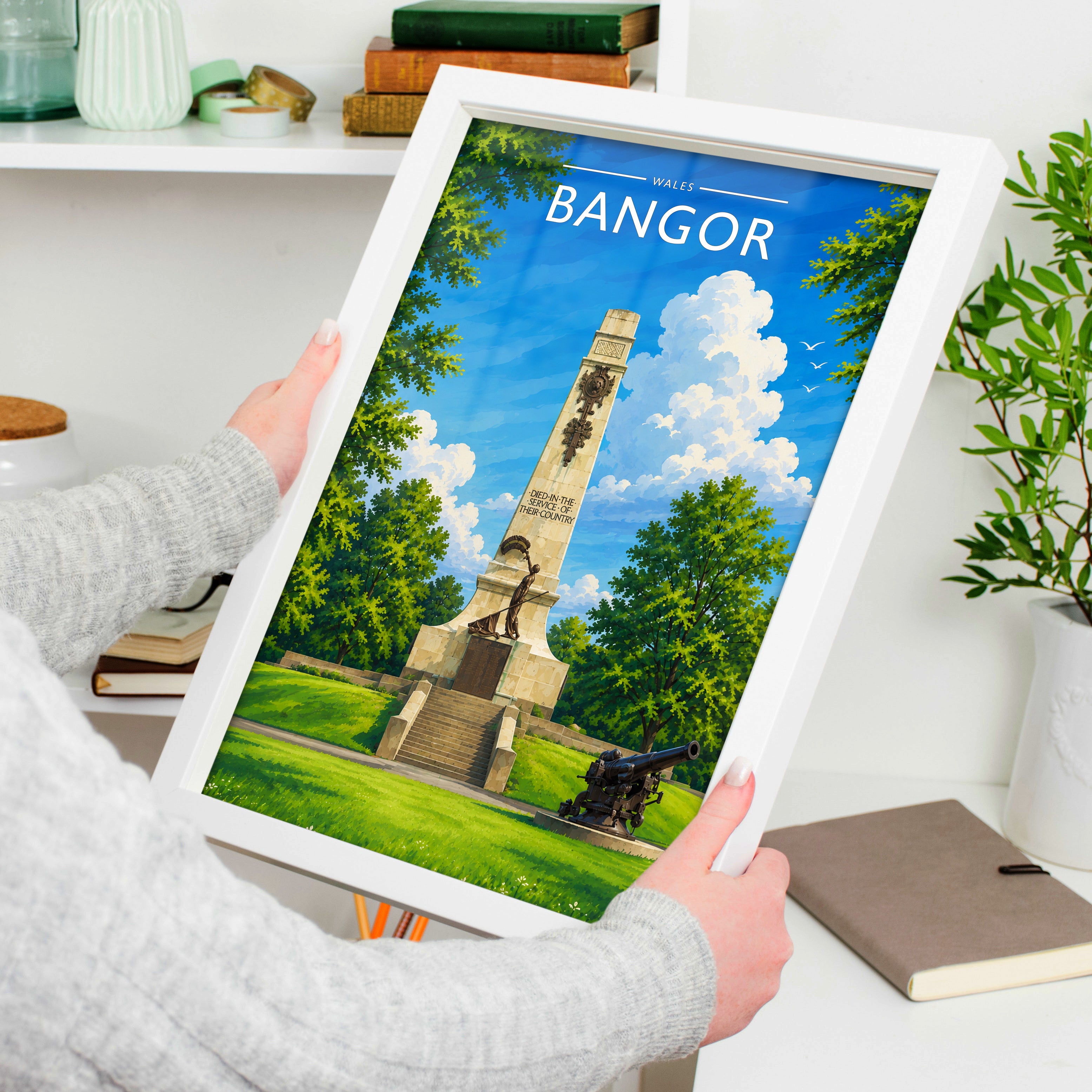 Bangor #2 Travel Poster held in a white frame