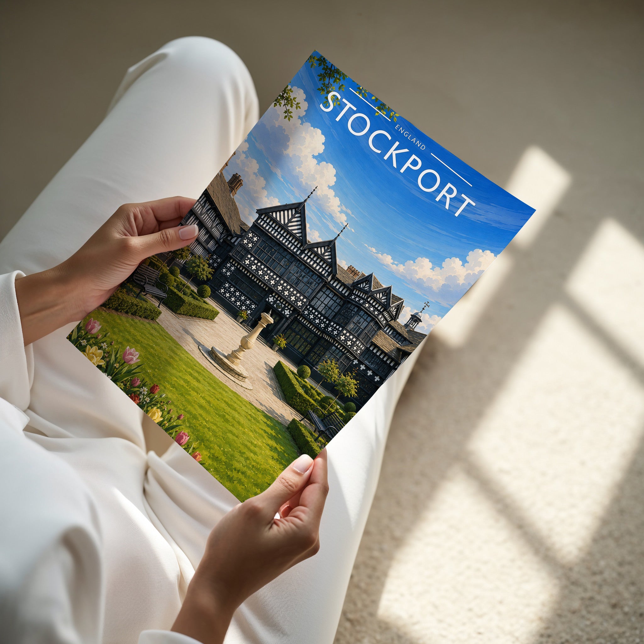 Stockport #2 Travel Poster - A4 print in hand