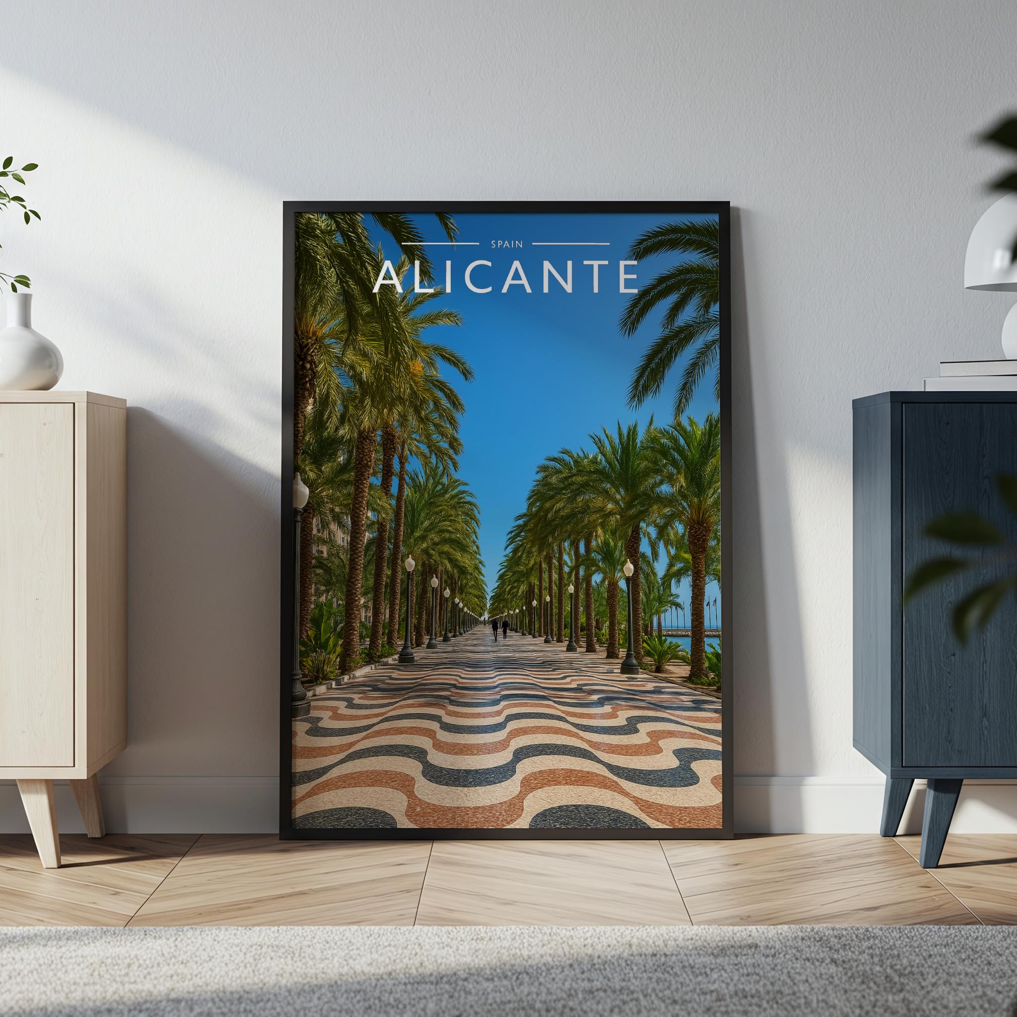 Alicante #2 Travel Poster in a black frame