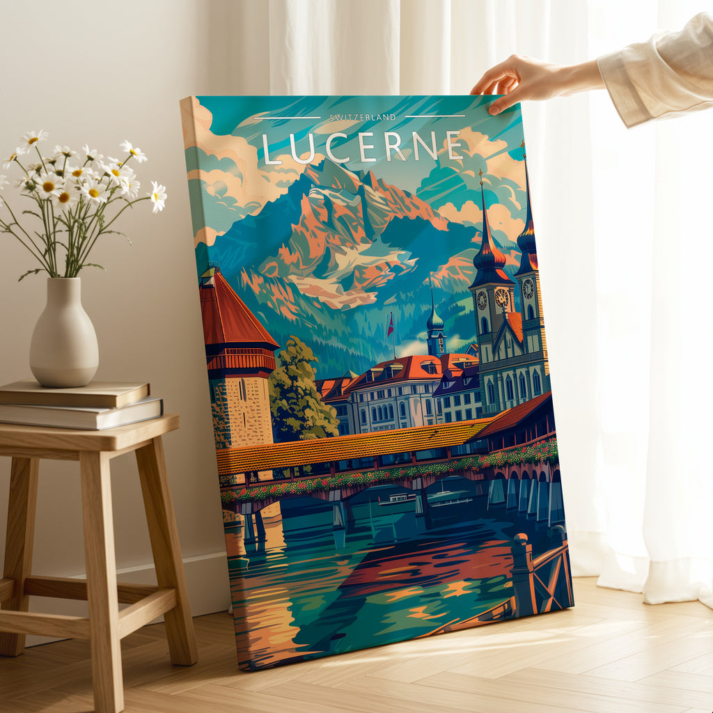Lucerne Travel Poster as a gallery-wrapped canvas