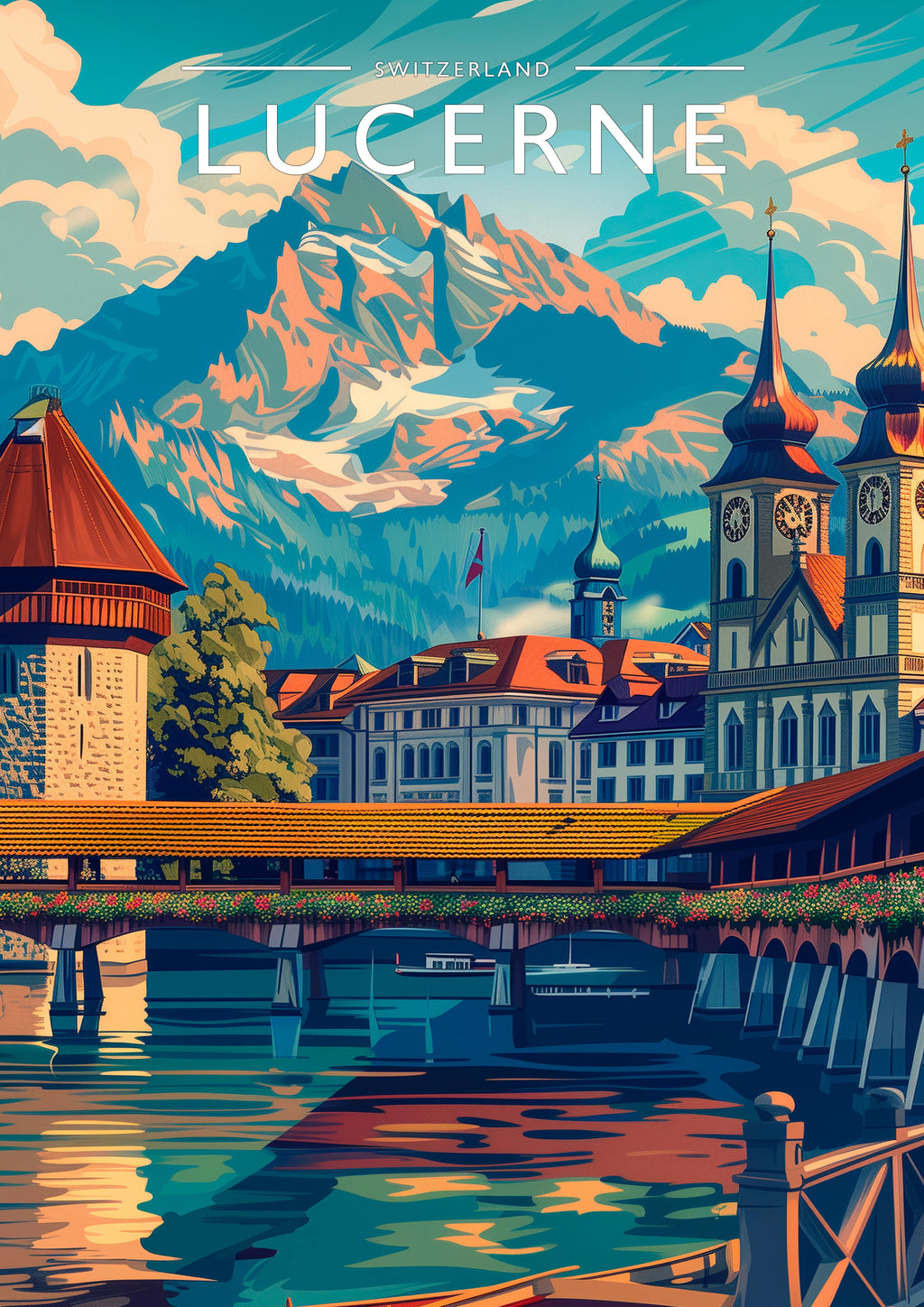 Lucerne Travel Poster - A4 travel poster print