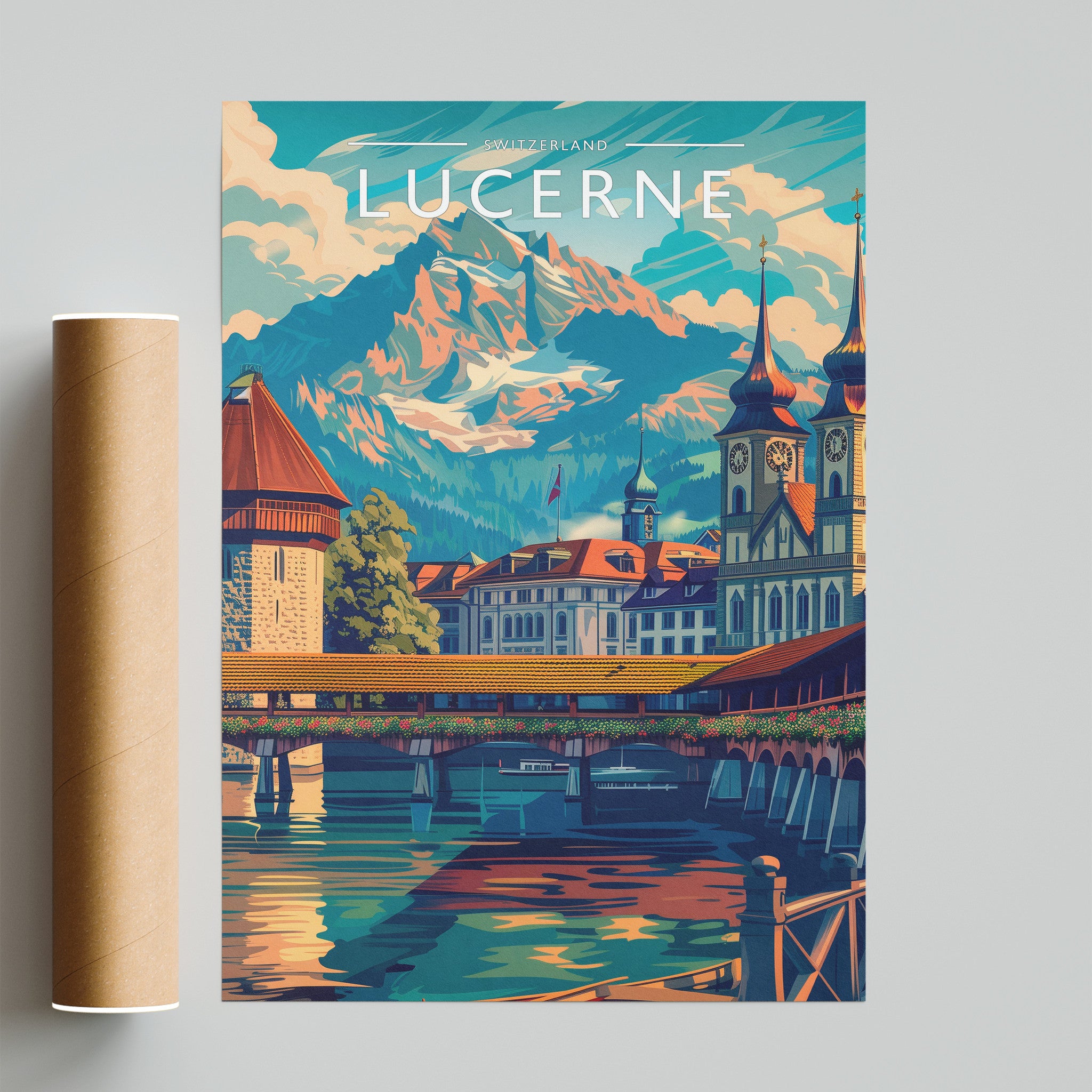 Lucerne Travel Poster - fine art print with shipping tube