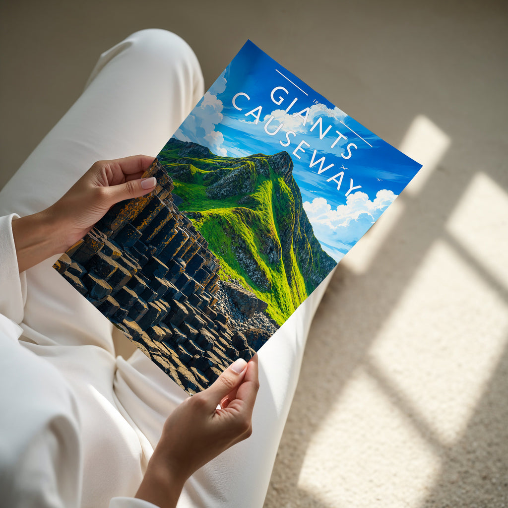 Giant's Causeway Travel Poster - A4 print in hand