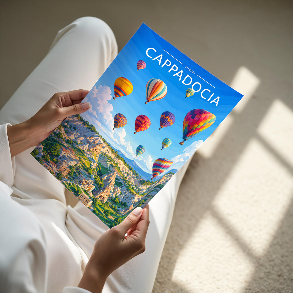 Cappadocia #2 Travel Poster - A4 print held in hand