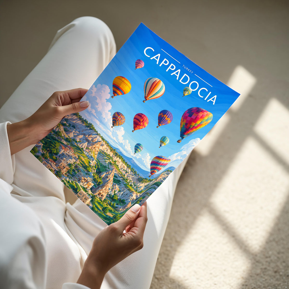 Cappadocia #2 Travel Poster - A4 print held in hand