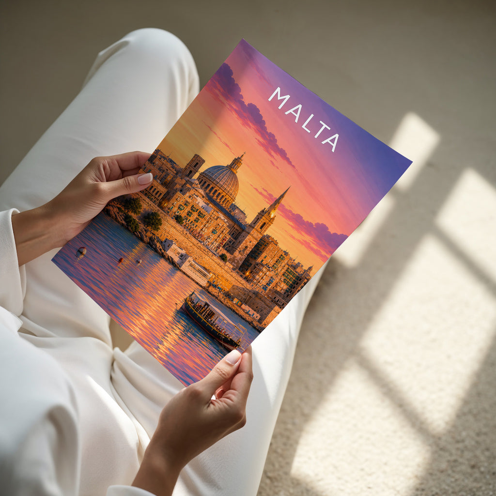 Malta Travel Poster - A4 print in hand