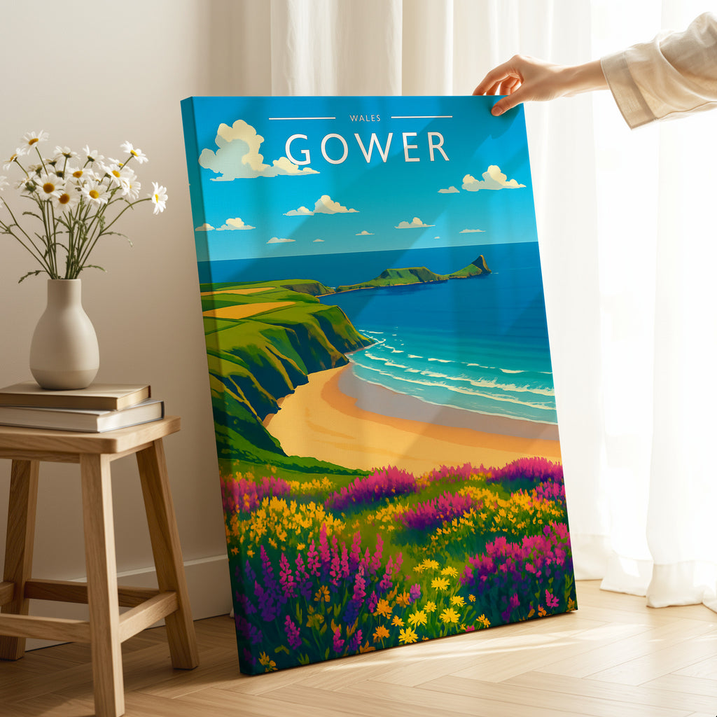 Gower Travel Poster as a gallery-wrapped canvas