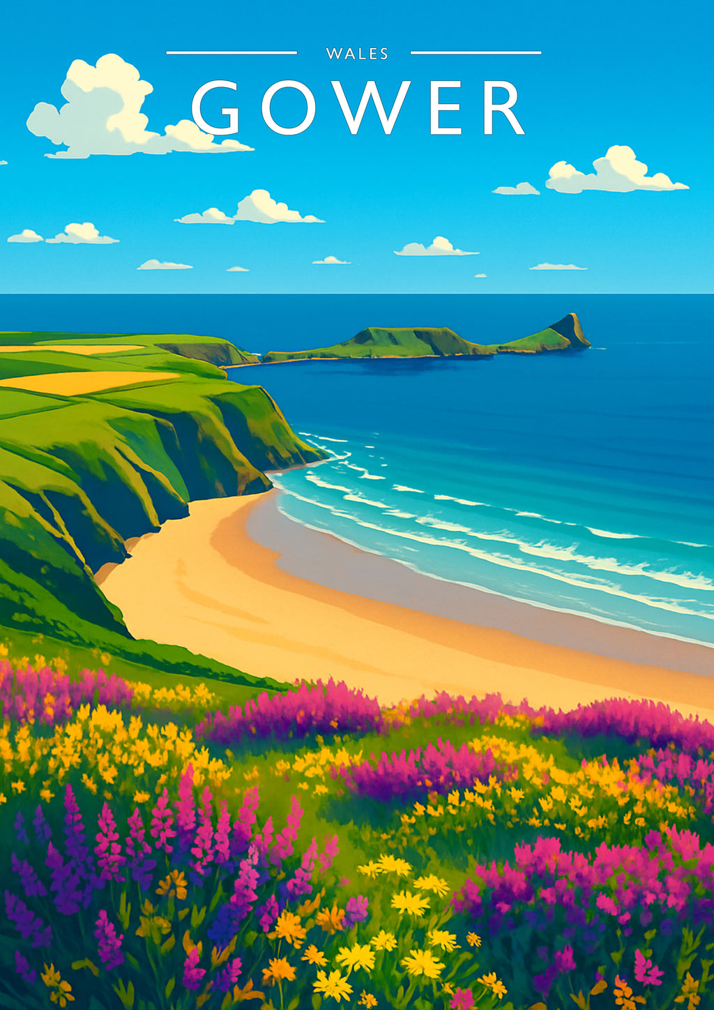 Gower Travel Poster - A4 travel poster print