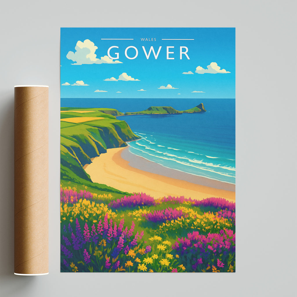 Gower Travel Poster - fine art print with shipping tube