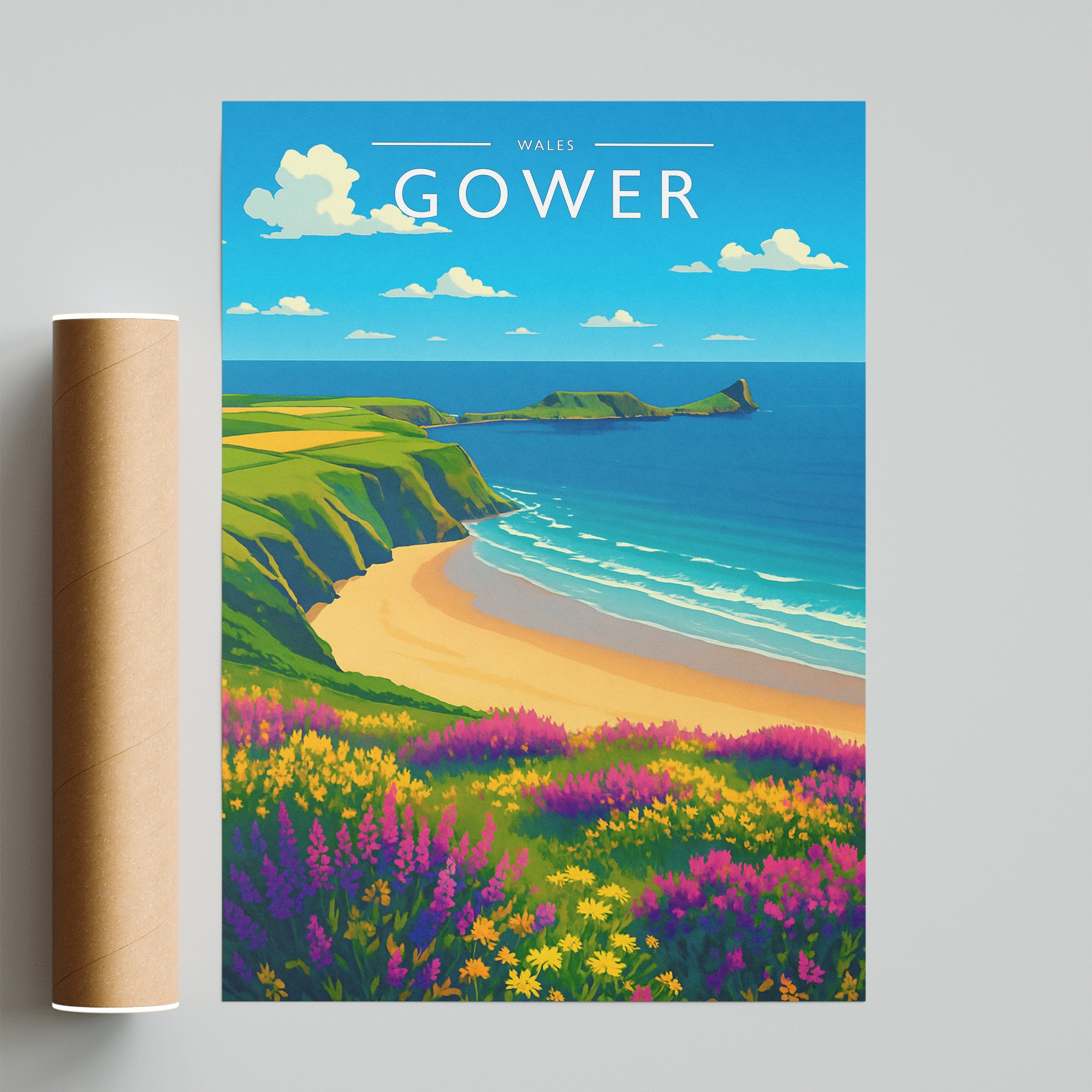 Gower Travel Poster - fine art print with shipping tube
