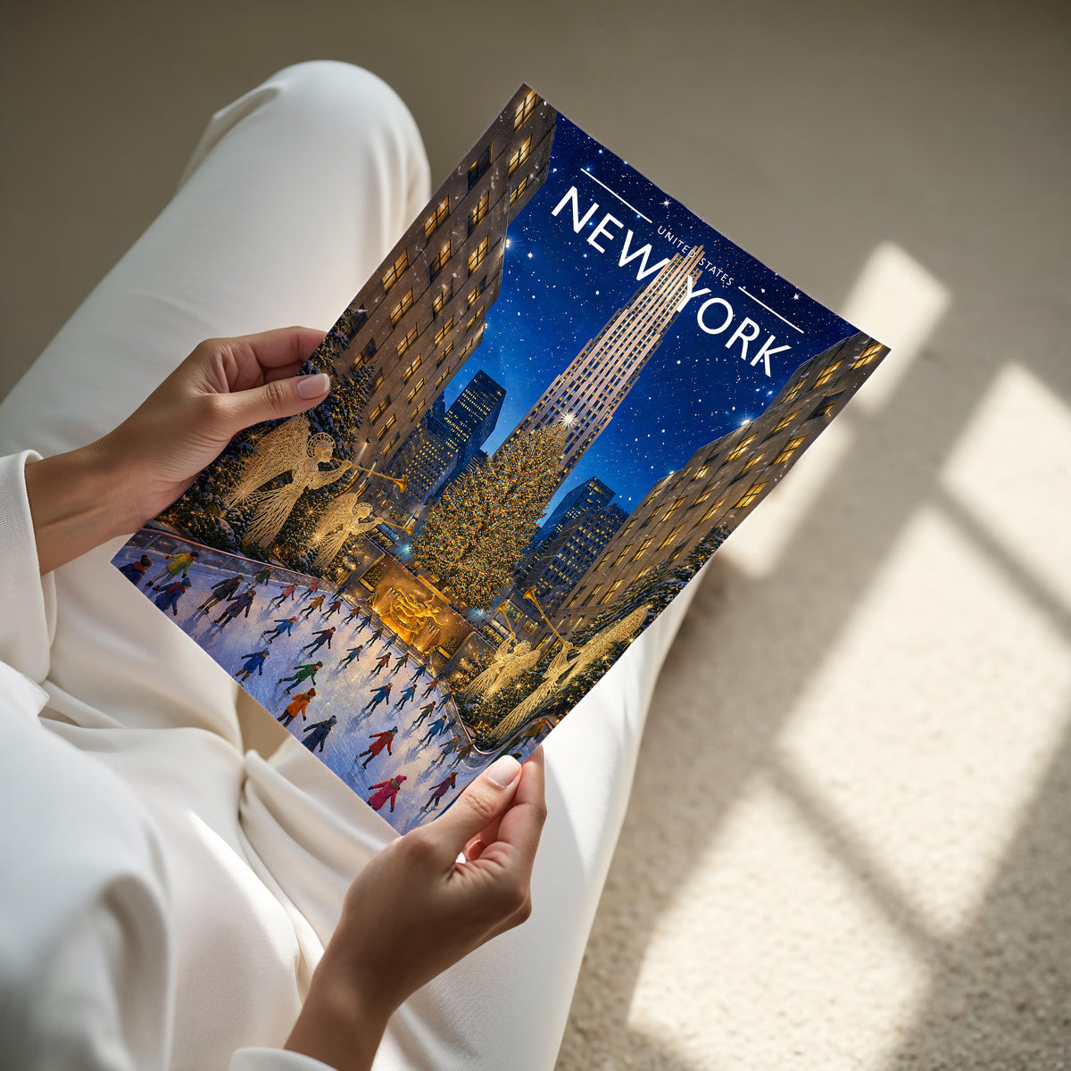 New York #10 Travel Poster - A4 print held in hand
